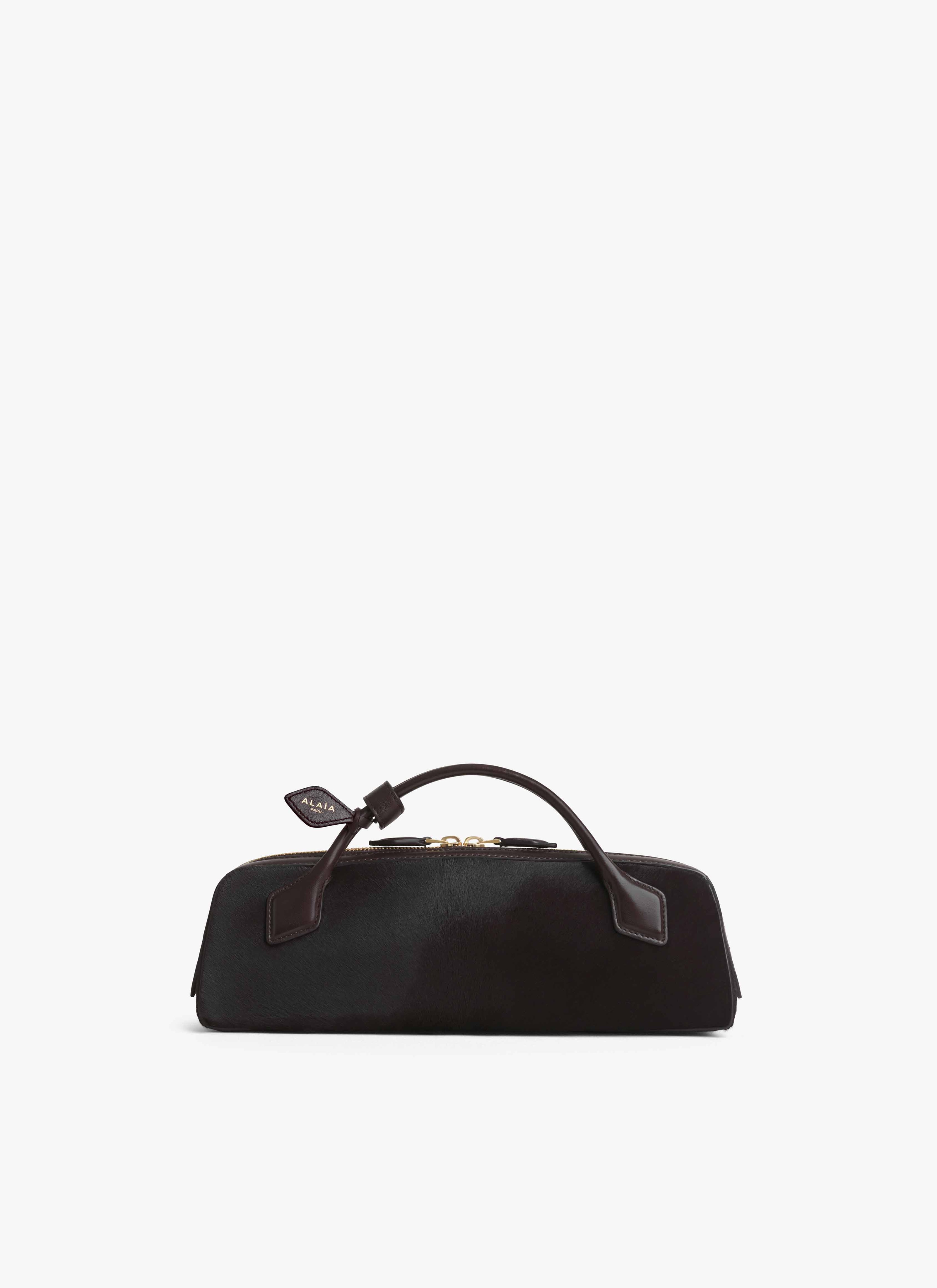 ALAÏA CHOCOLATE LE TECKEL CLUTCH IN HAIRCALF