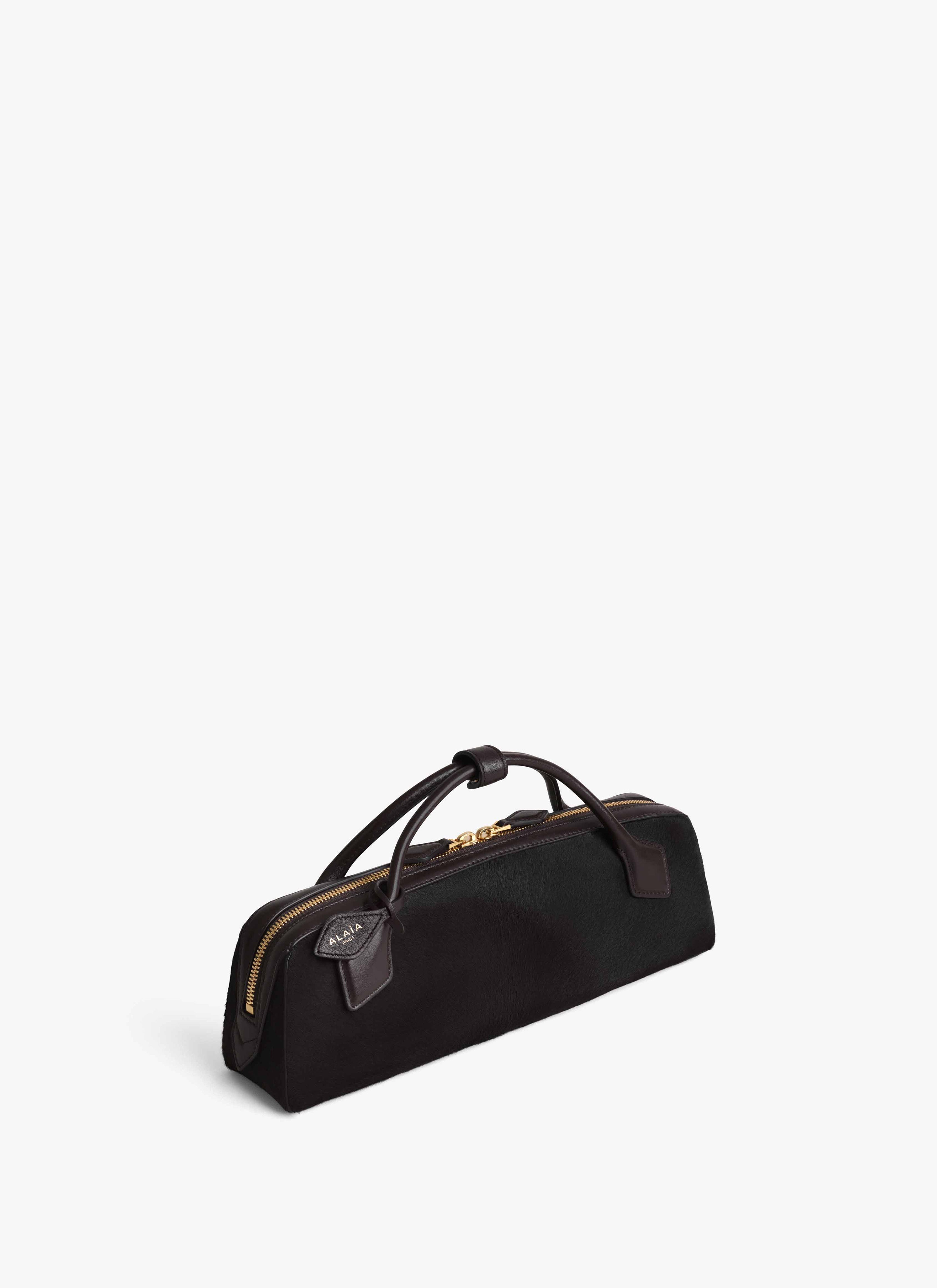 ALAÏA CHOCOLATE LE TECKEL CLUTCH IN HAIRCALF