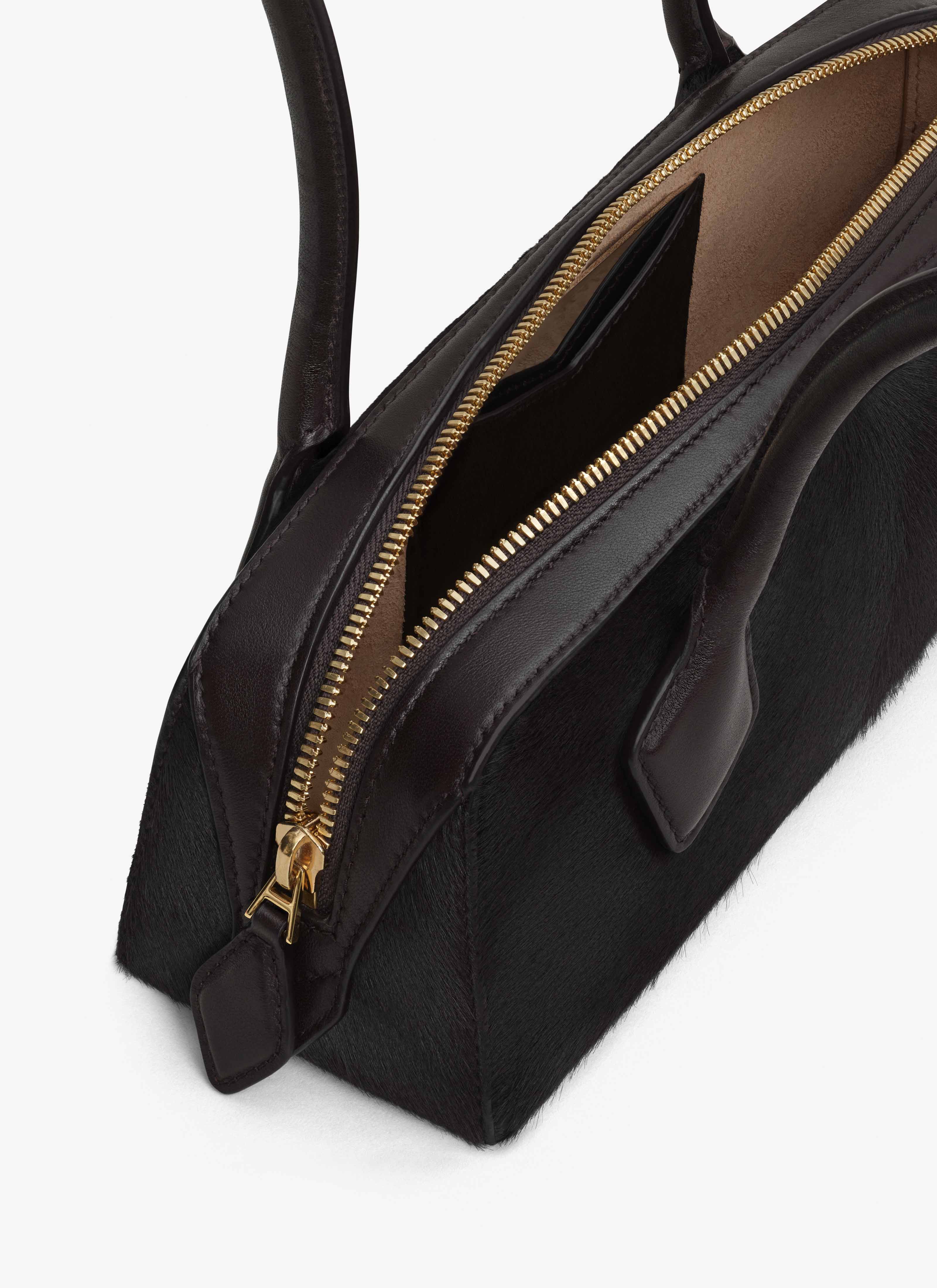 ALAÏA CHOCOLATE LE TECKEL SMALL BAG IN HAIRCALF