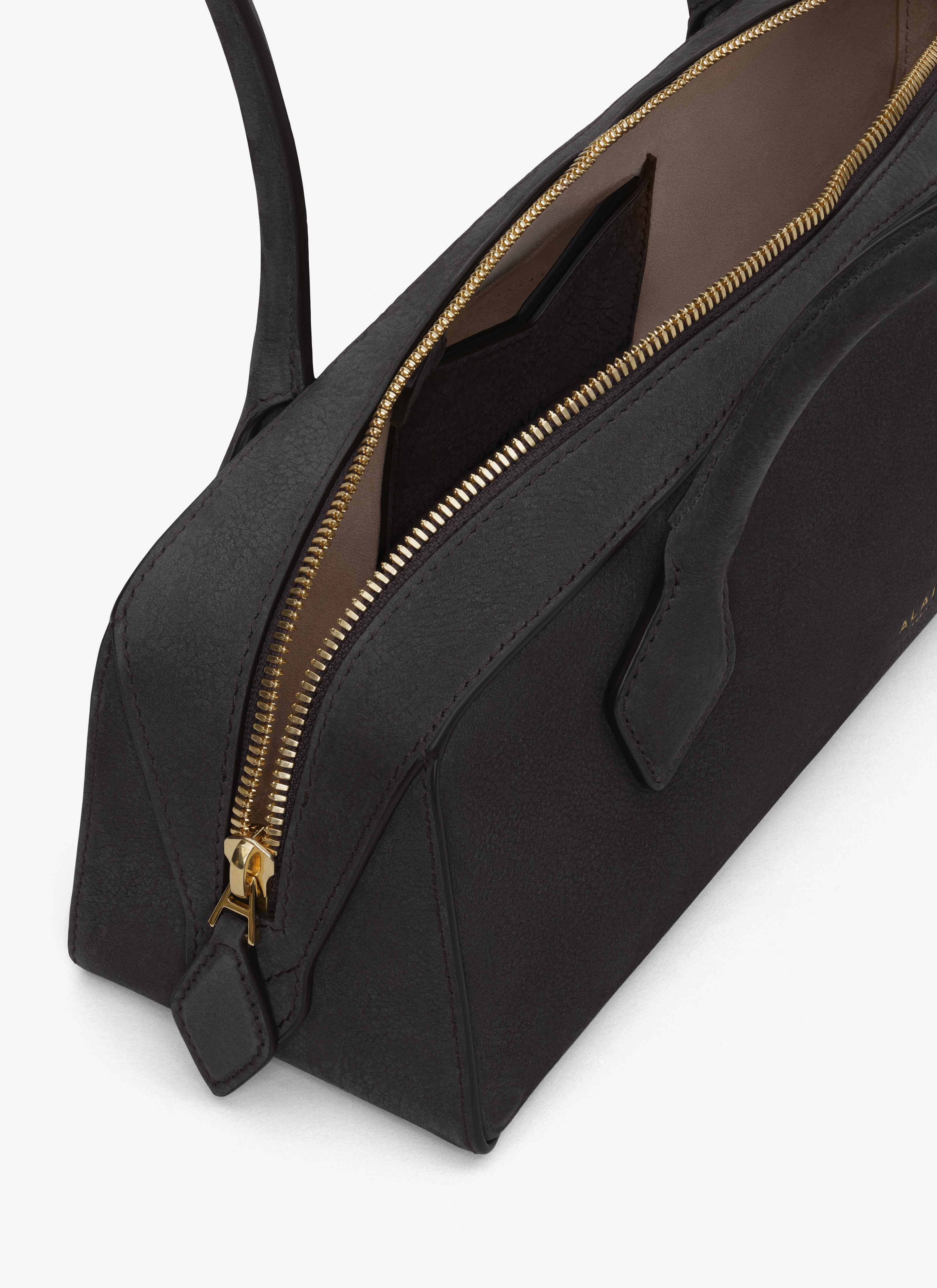 ALAÏA ANTHRACITE LE TECKEL MEDIUM BAG IN NUBUCK