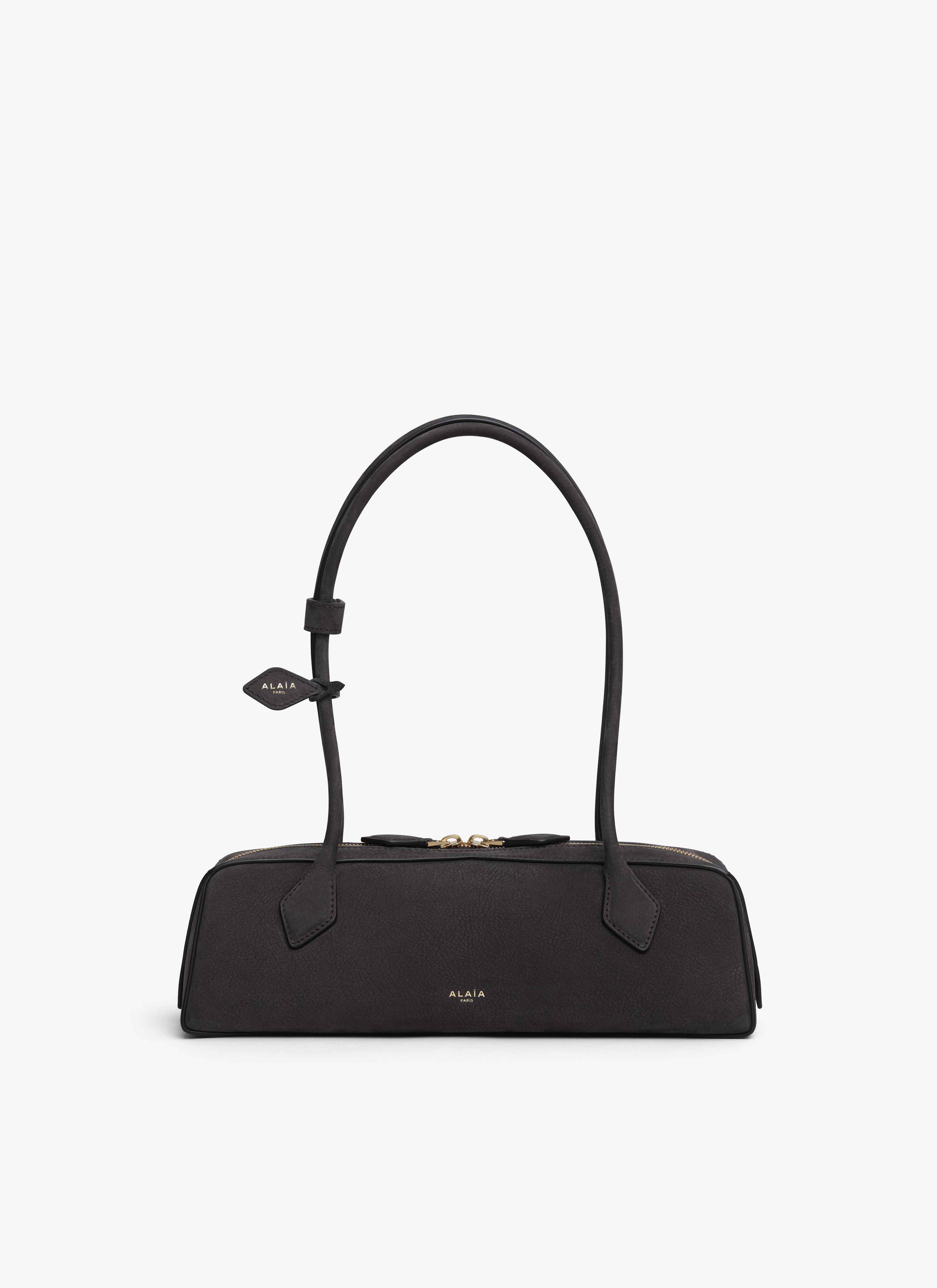 ALAÏA ANTHRACITE LE TECKEL MEDIUM BAG IN NUBUCK