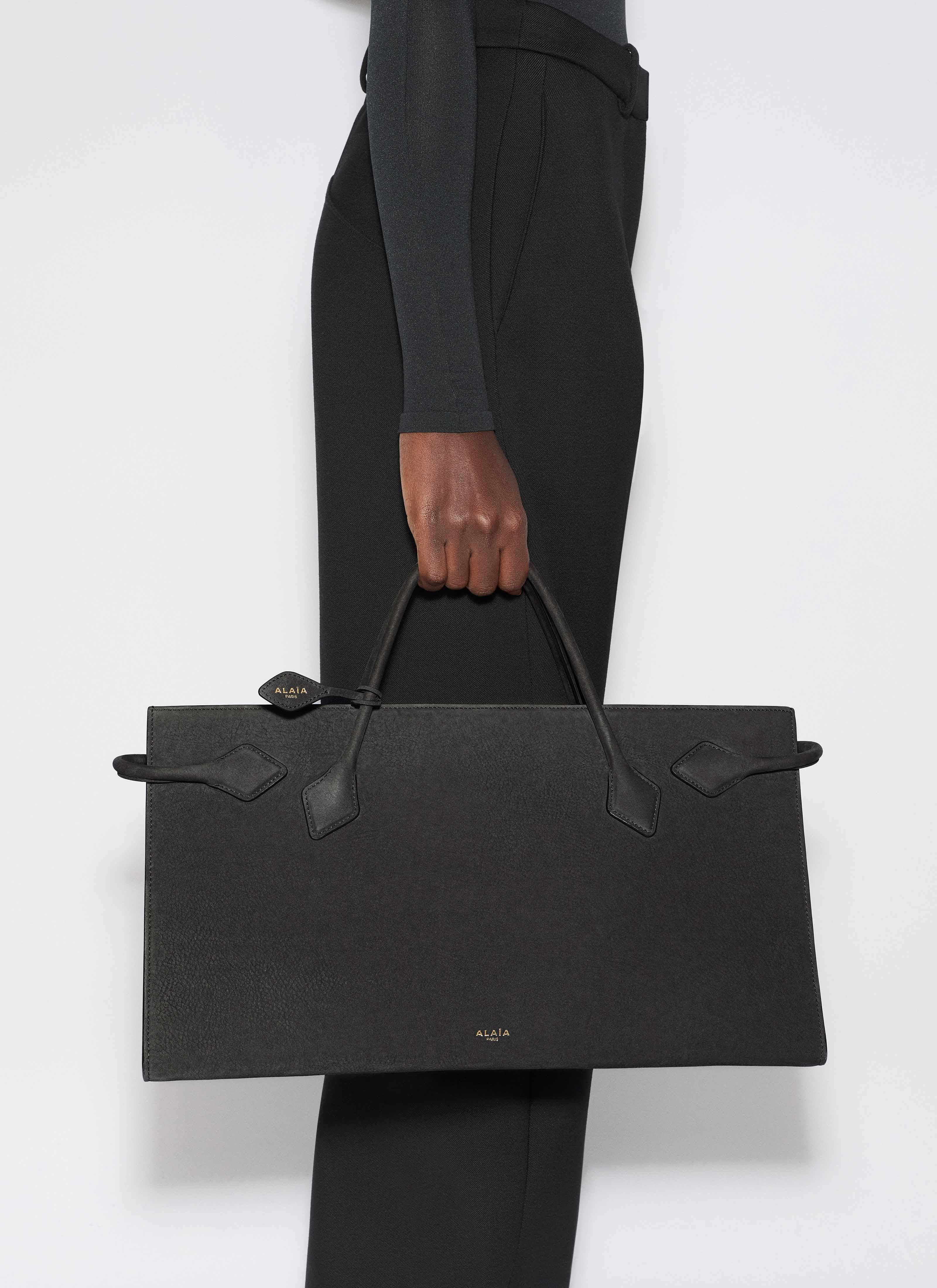 ALAÏA ANTHRACITE LE TECKEL TOTE BAG IN NUBUCK