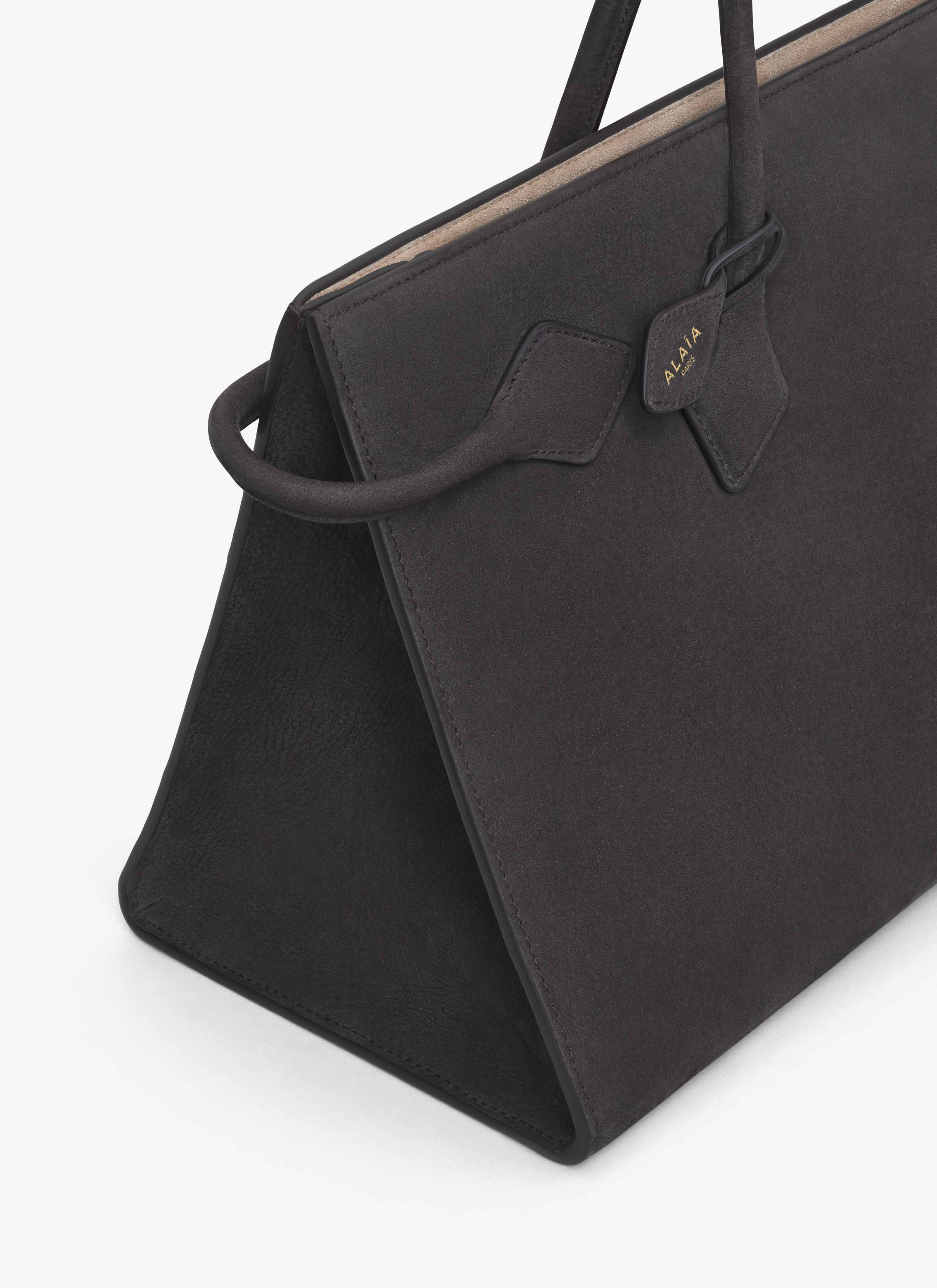 ALAÏA ANTHRACITE LE TECKEL TOTE BAG IN NUBUCK