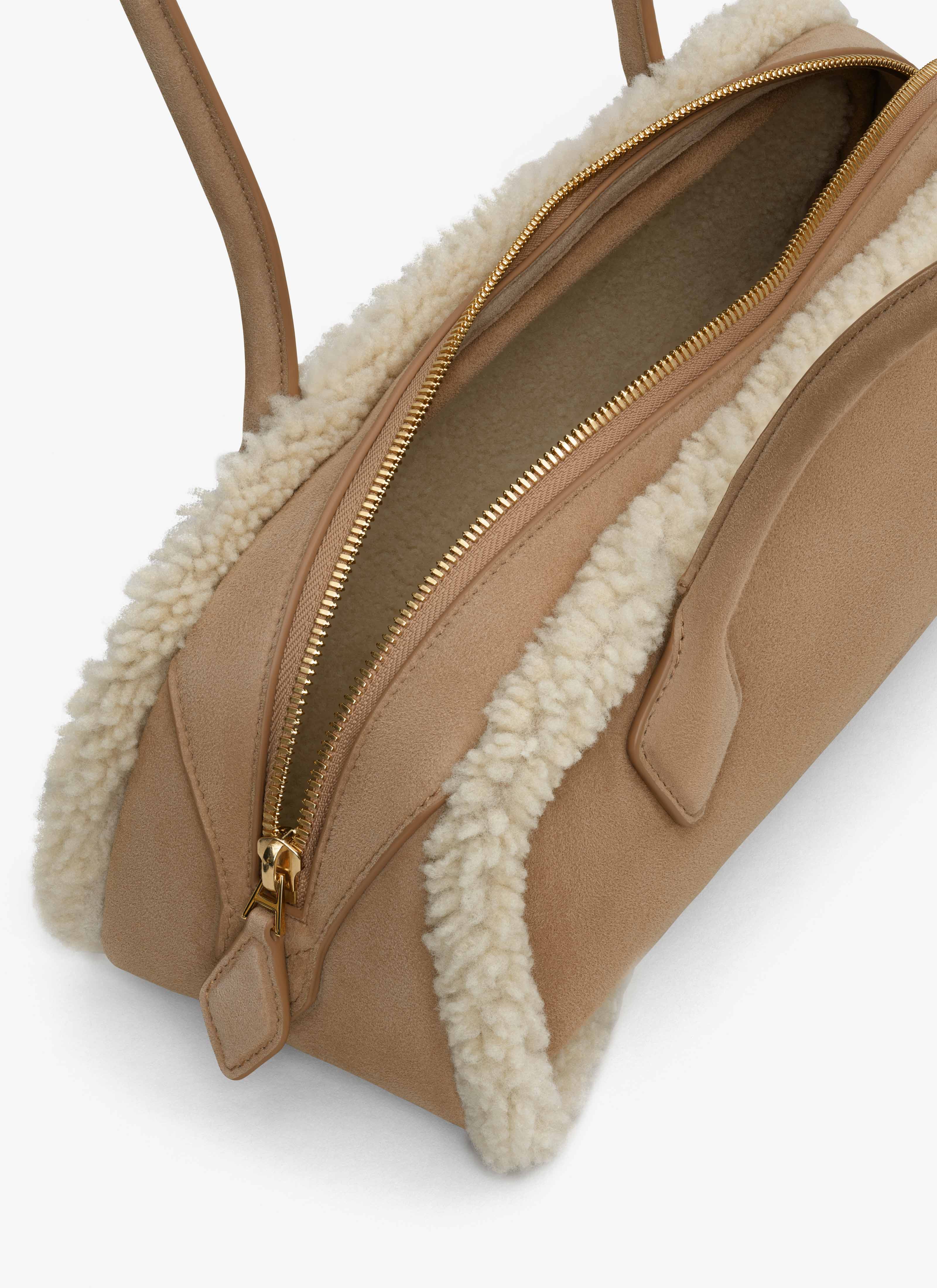 ALAÏA CAMEL LE TECKEL MEDIUM BAG IN MERINO SHEARLING