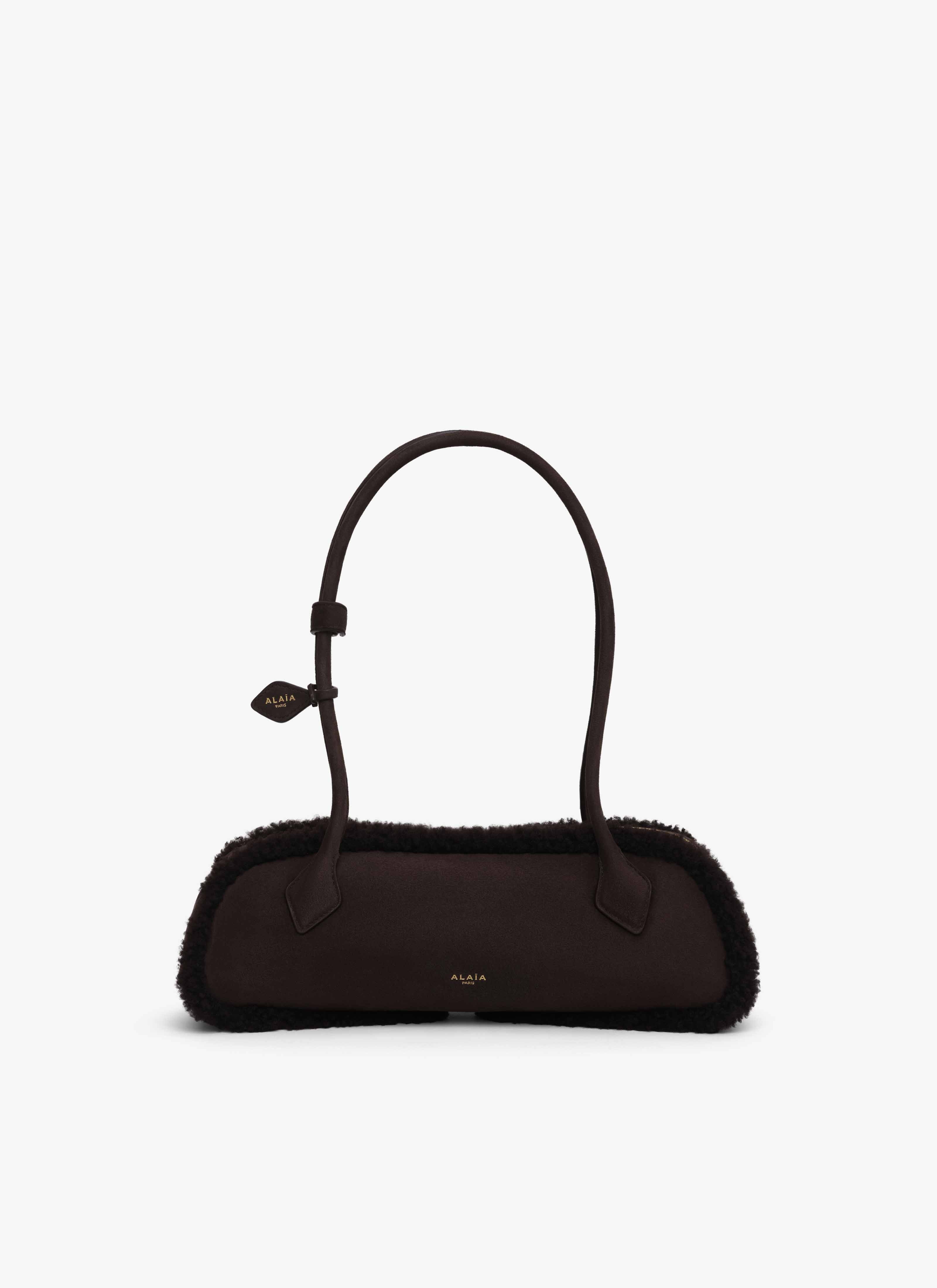 ALAÏA BROWN LE TECKEL MEDIUM BAG IN MERINO SHEARLING