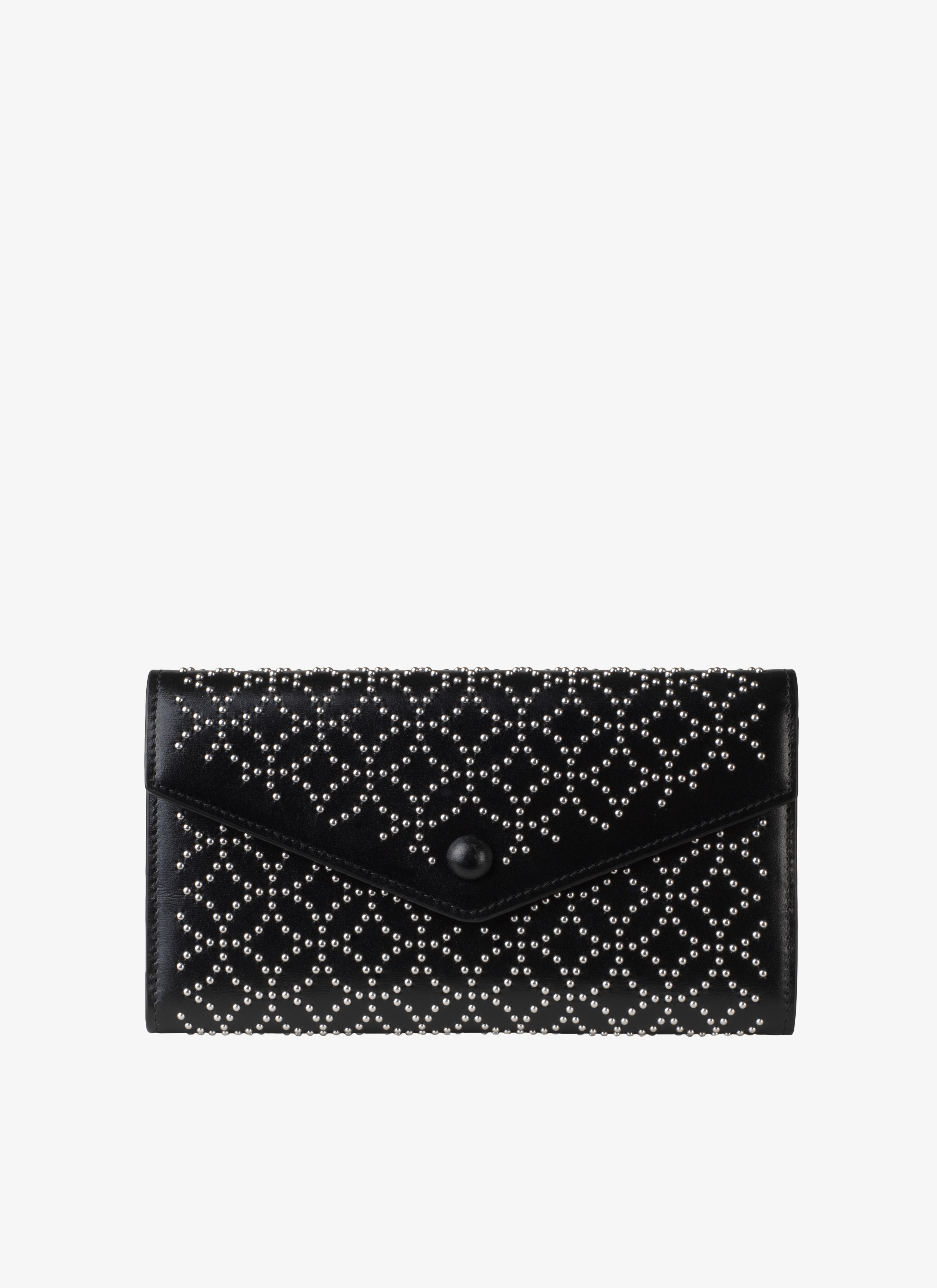 ALAÏA BLACK  WALLET HOLDER CUIR LUX CLOU ARABESQUE BLACK