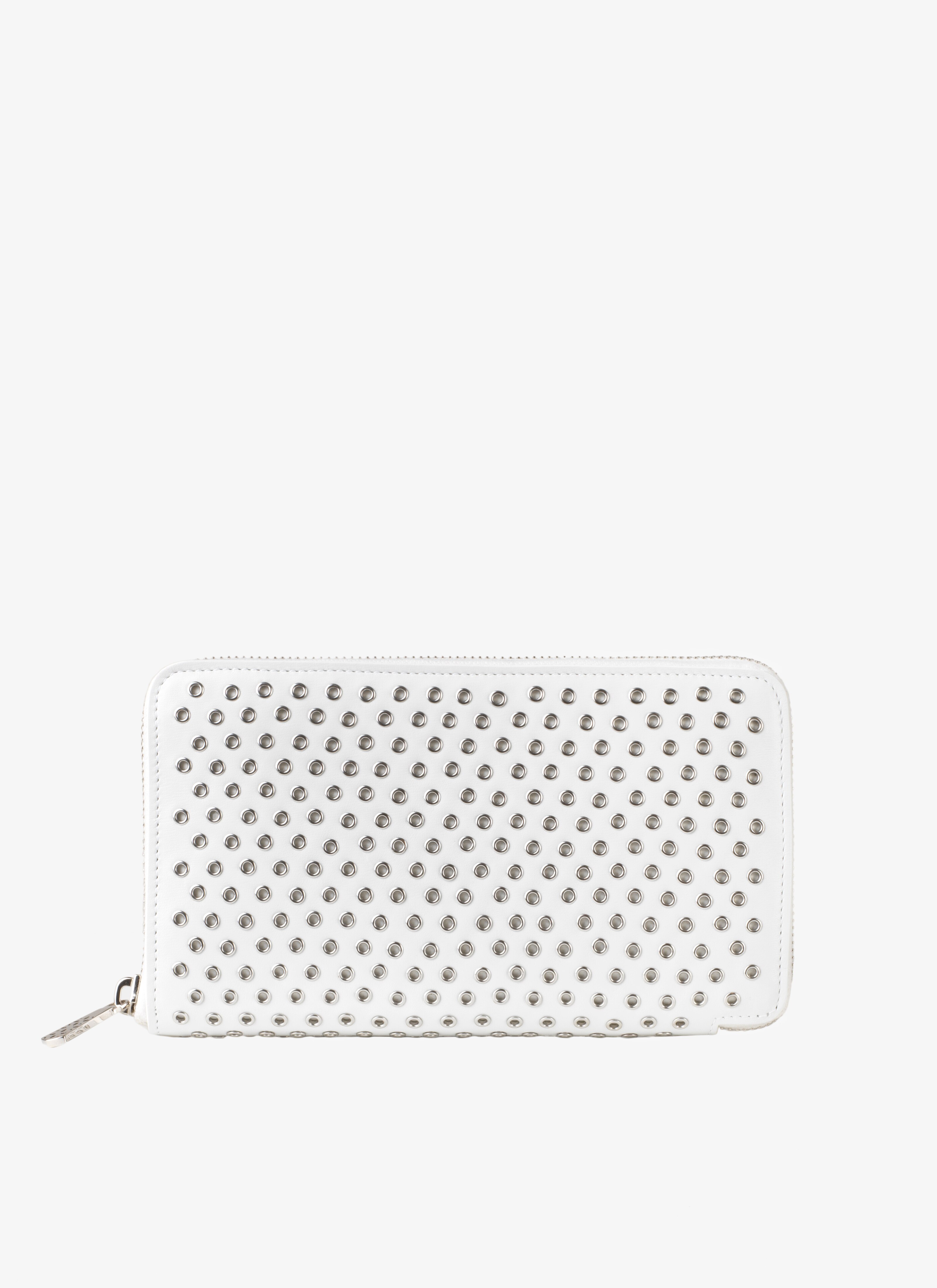ALAÏA WHITE  WALLET HOLDER CUIR LUX OEILLET OPTICAL WHITE
