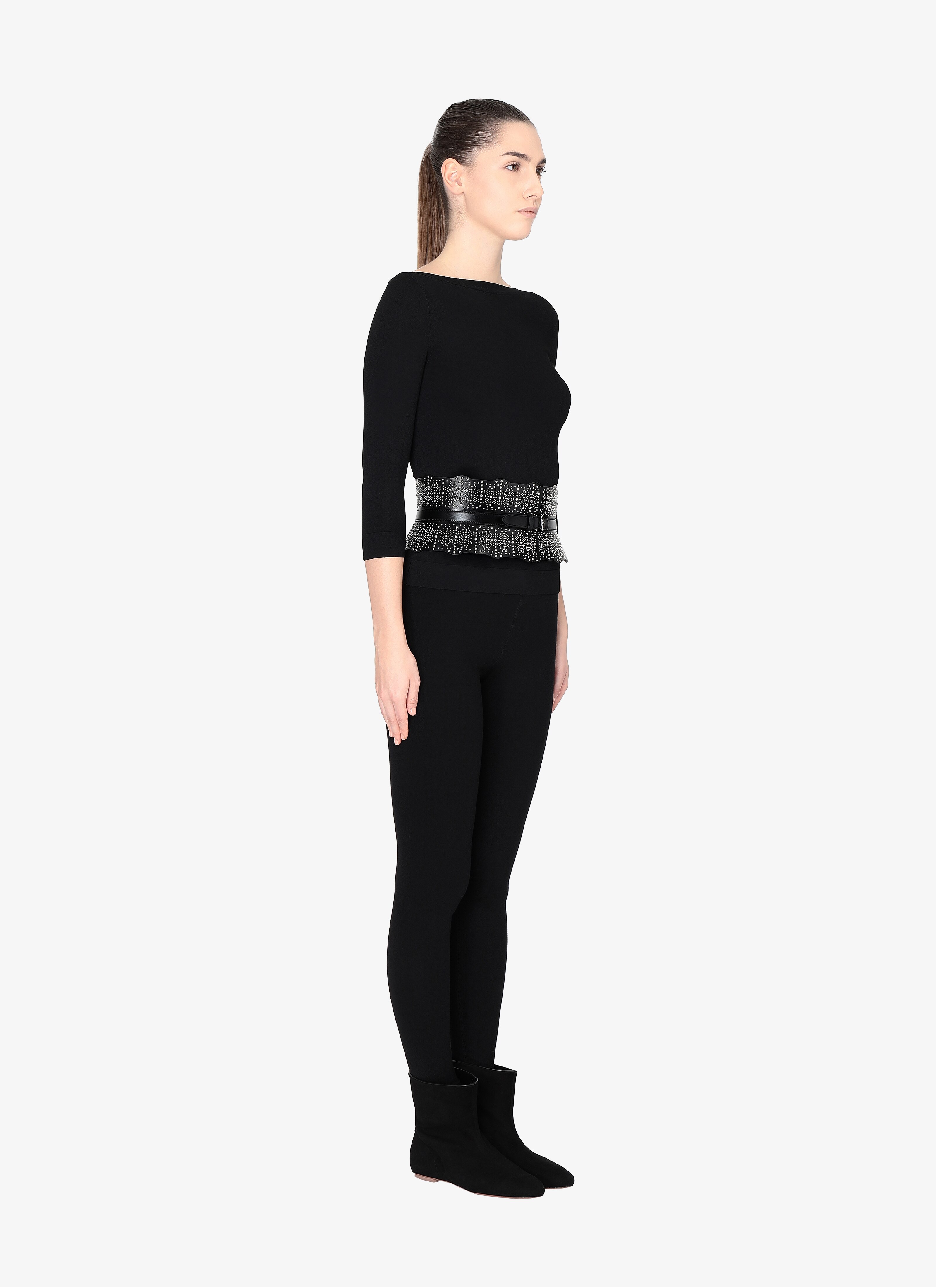 ALAÏA BLACK  CORSET CUIR LUX BLACK