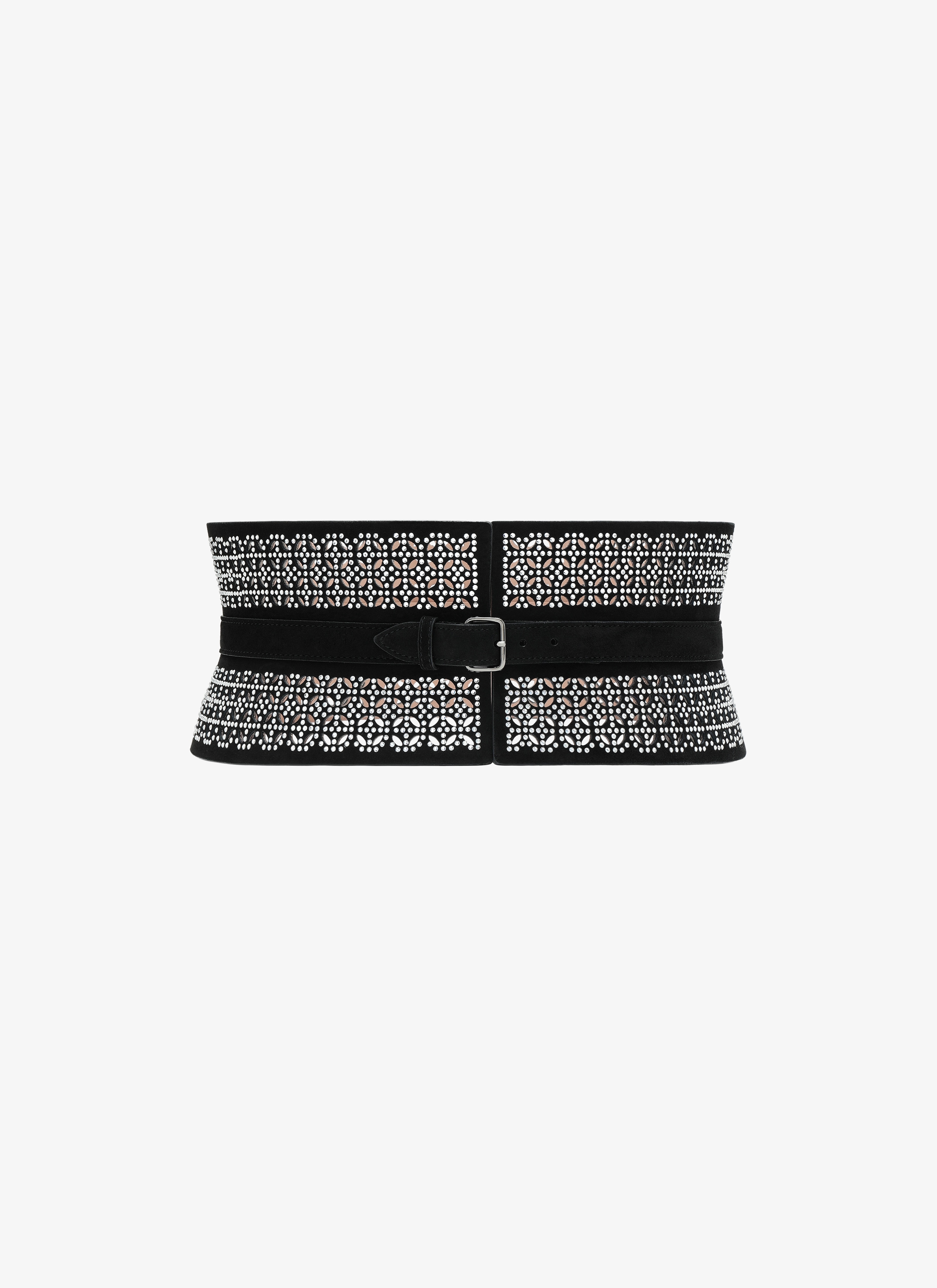 ALAÏA BLACK  CORSET SUEDE PETALE2+SW BLACK/TRANSPENT