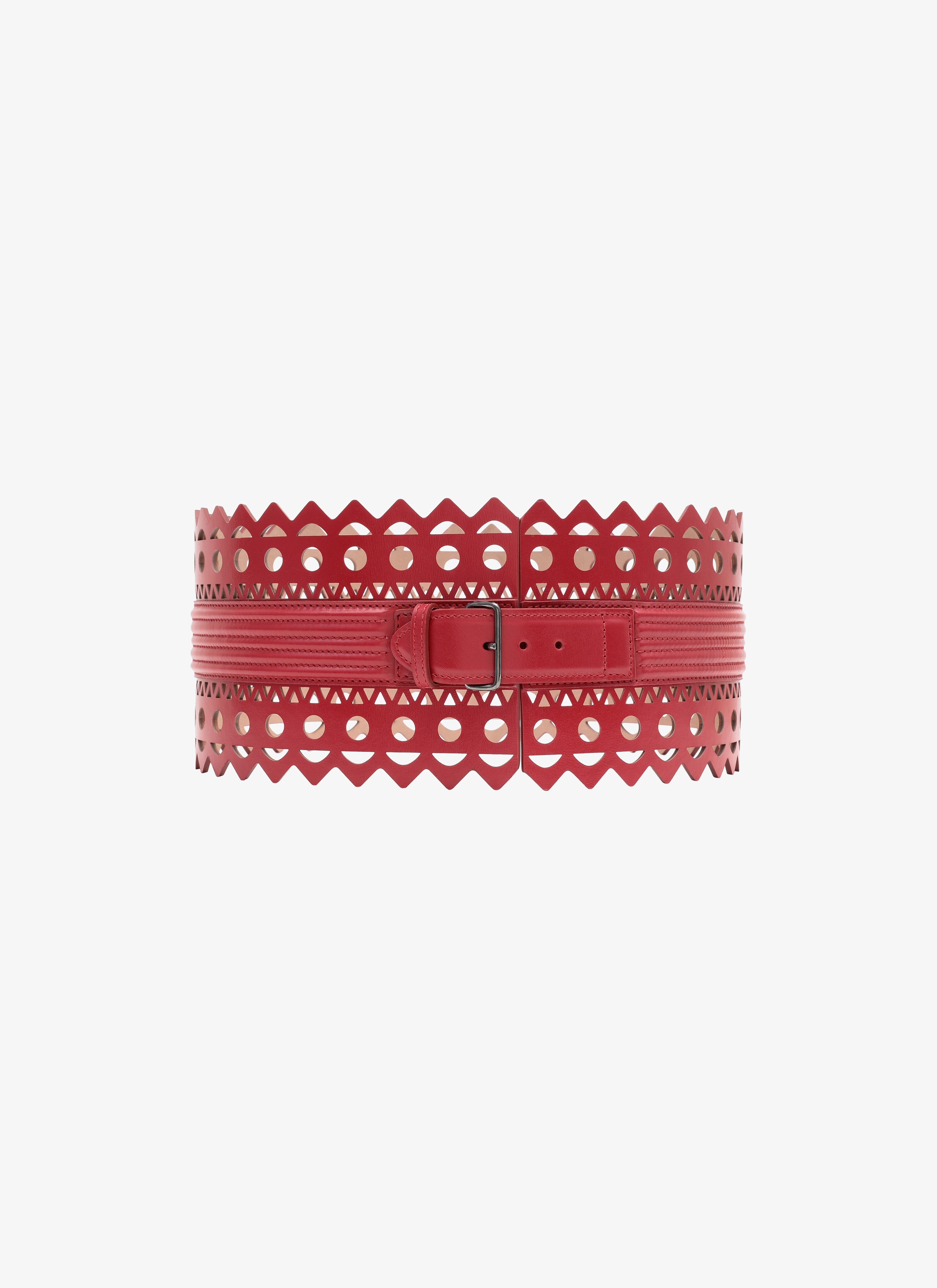ALAÏA ROUGE LAQUÉ CEINTURES