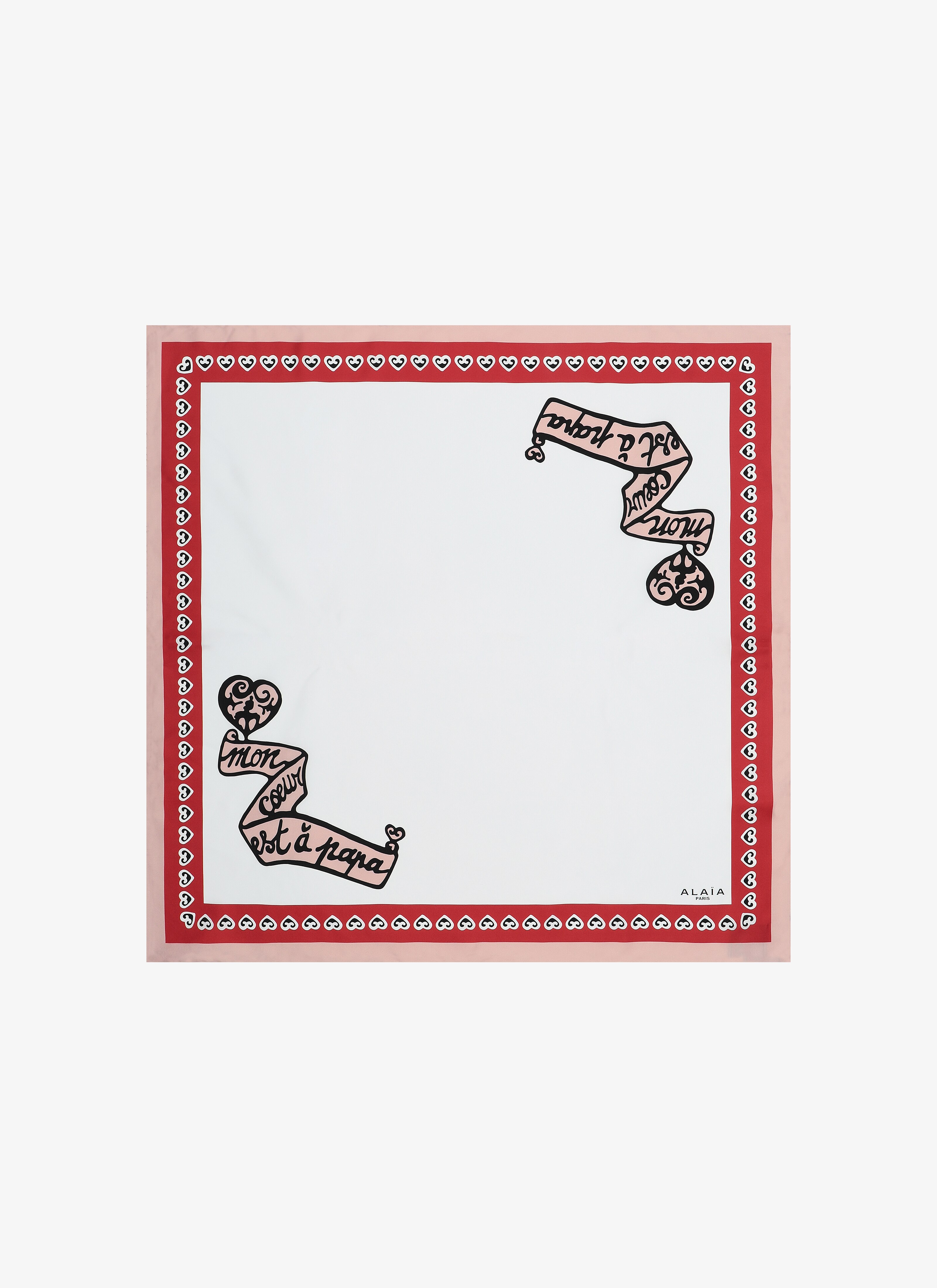 ALAÏA WHITE/BLUSH SILK SCARF