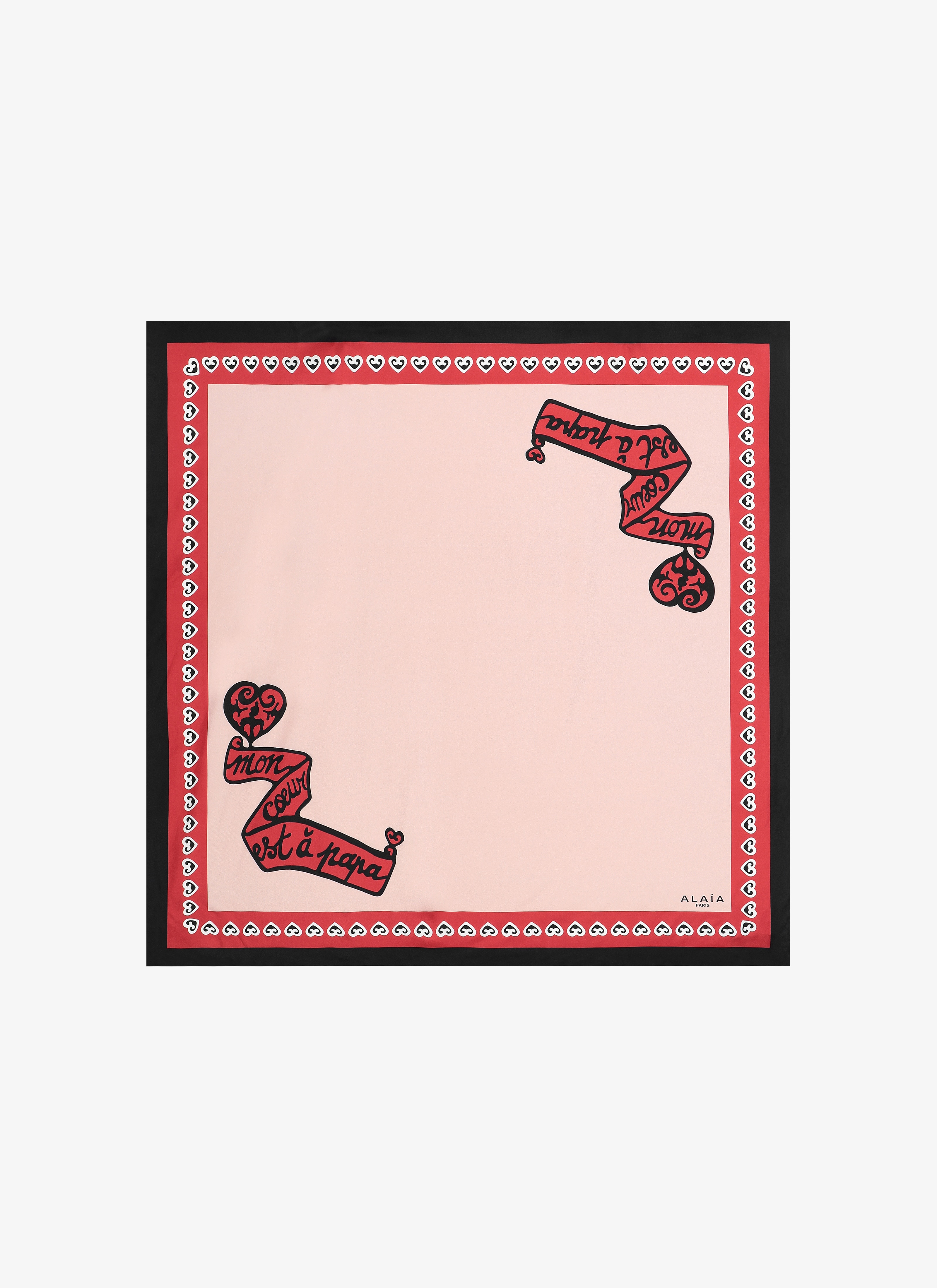 ALAÏA BLUSH/BLACK SILK SCARF