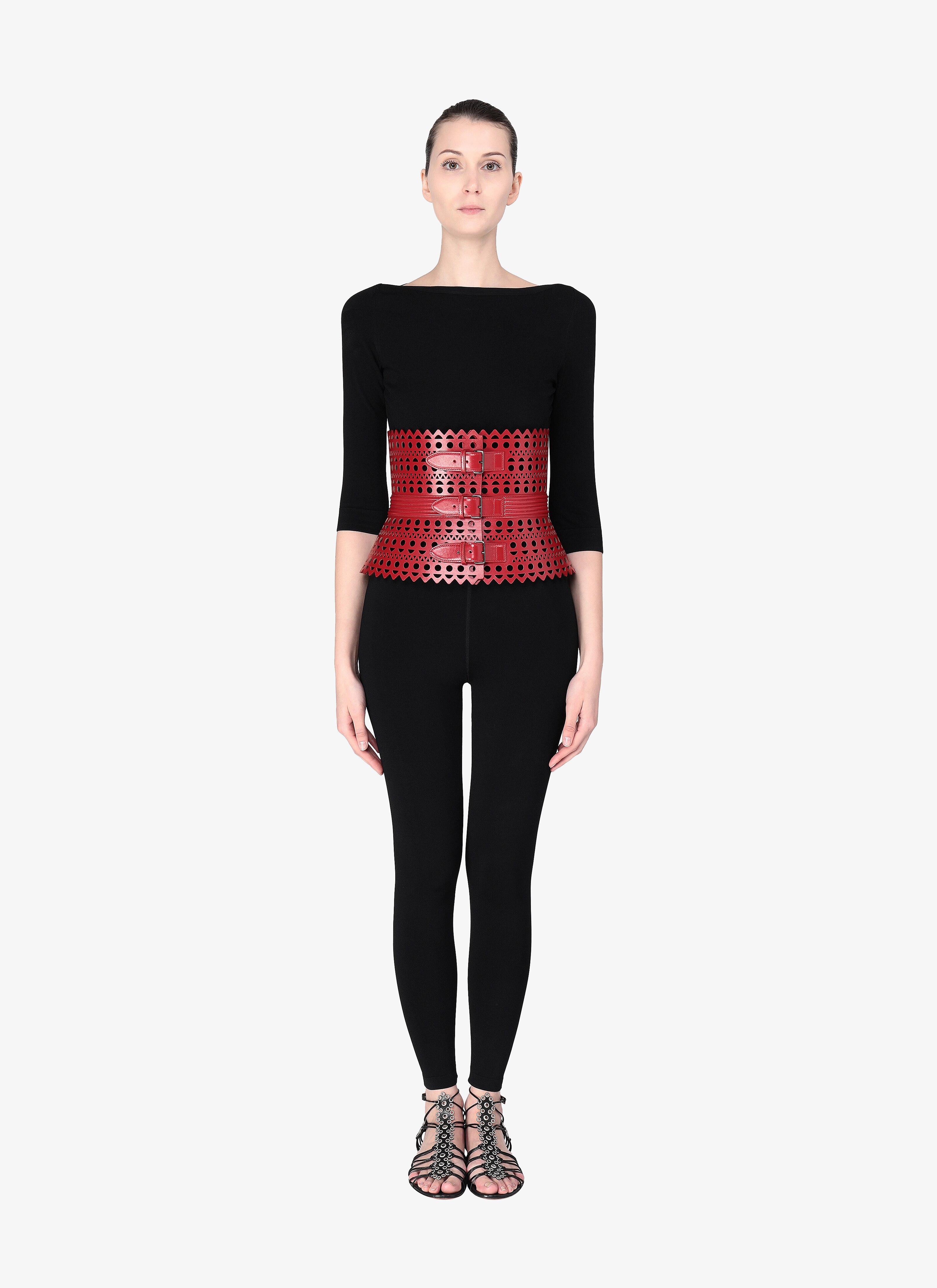 ALAÏA LACQUER RED BELTS