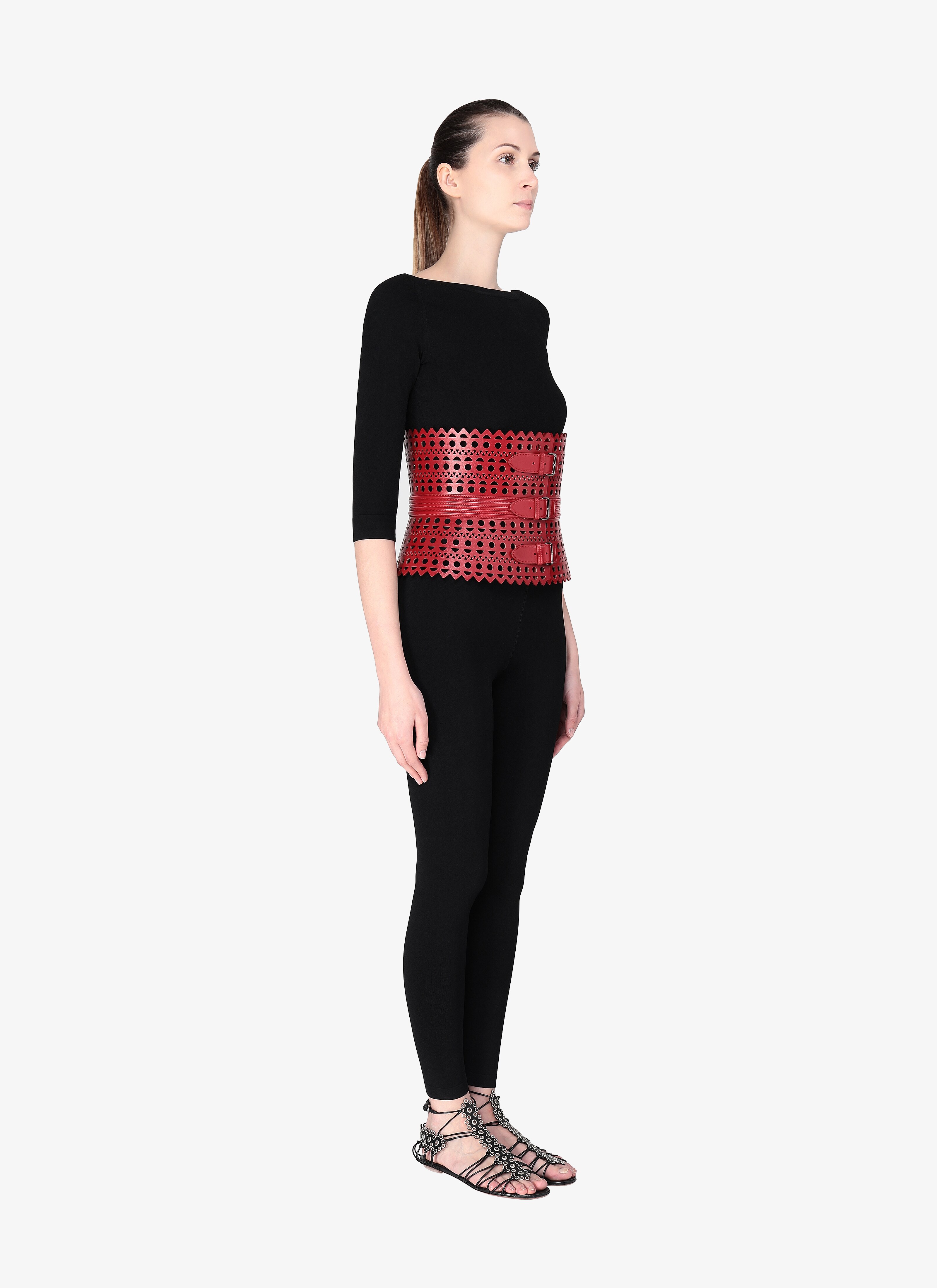 ALAÏA LACQUER RED BELTS
