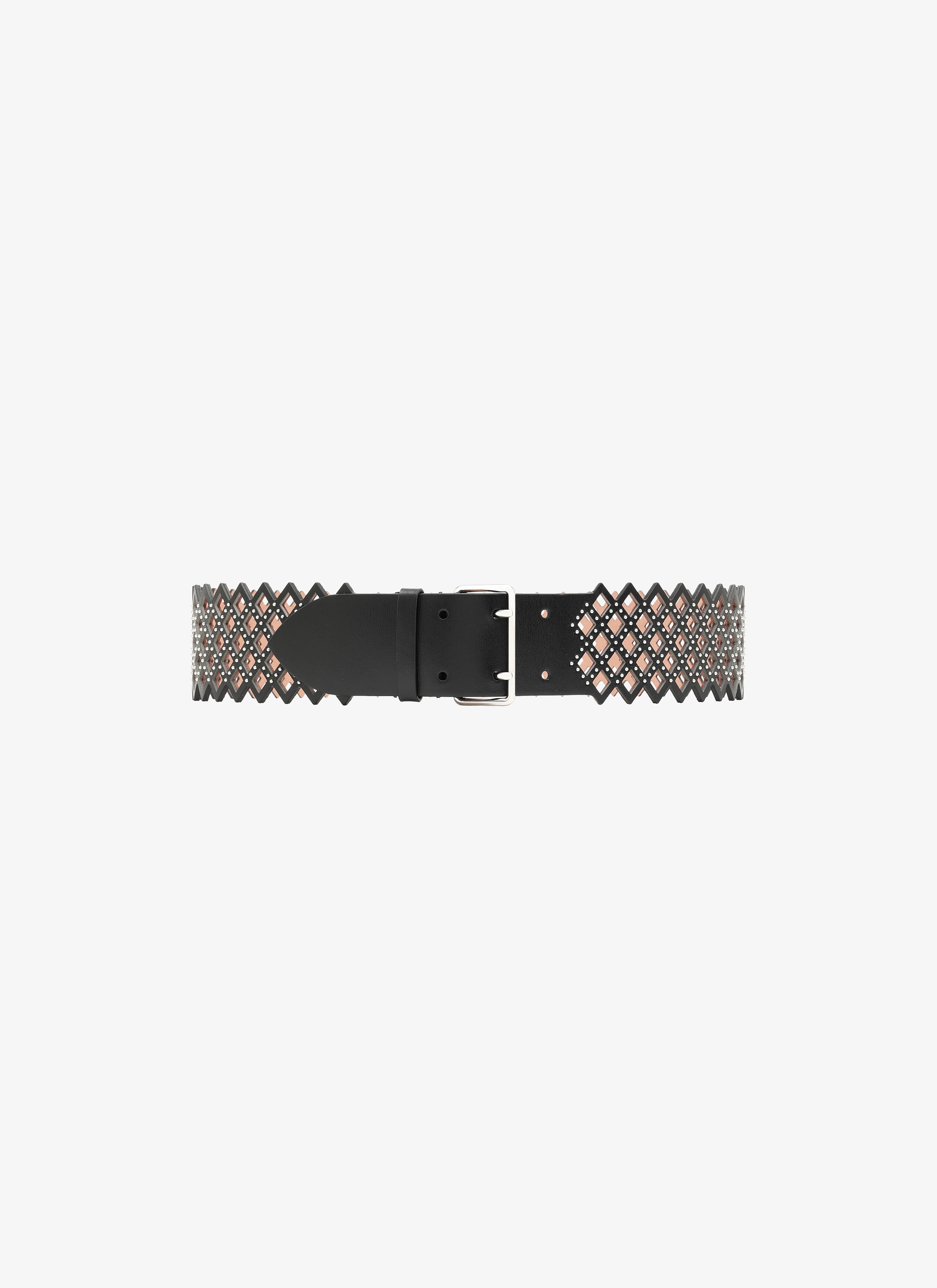 ALAÏA BLACK  BELT CUIR LUX LOSANGE+CLOU BLACK