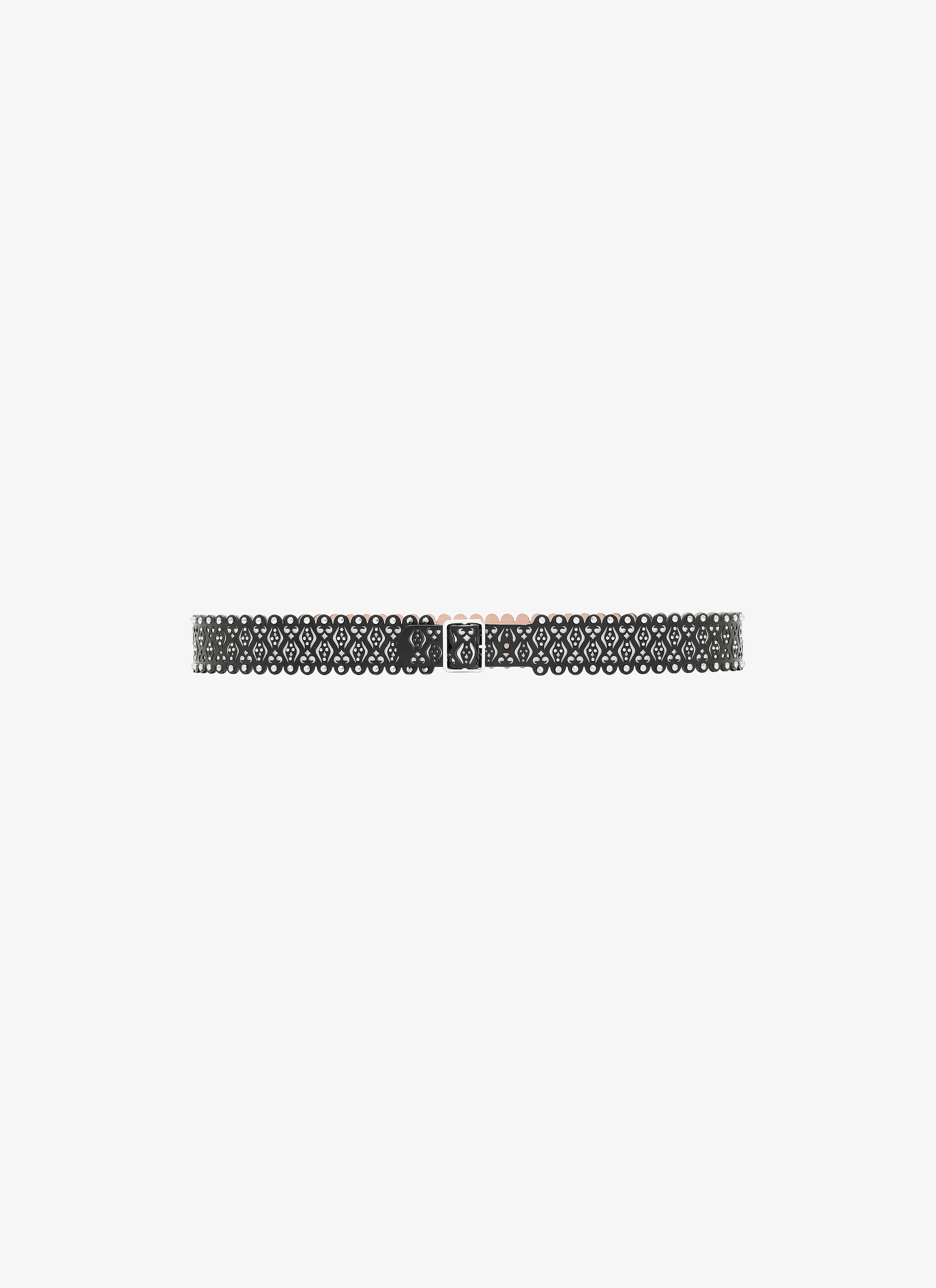 ALAÏA BLACK/WHITE  BELT CUIR LUX VERRERIE BLACK/WHITE