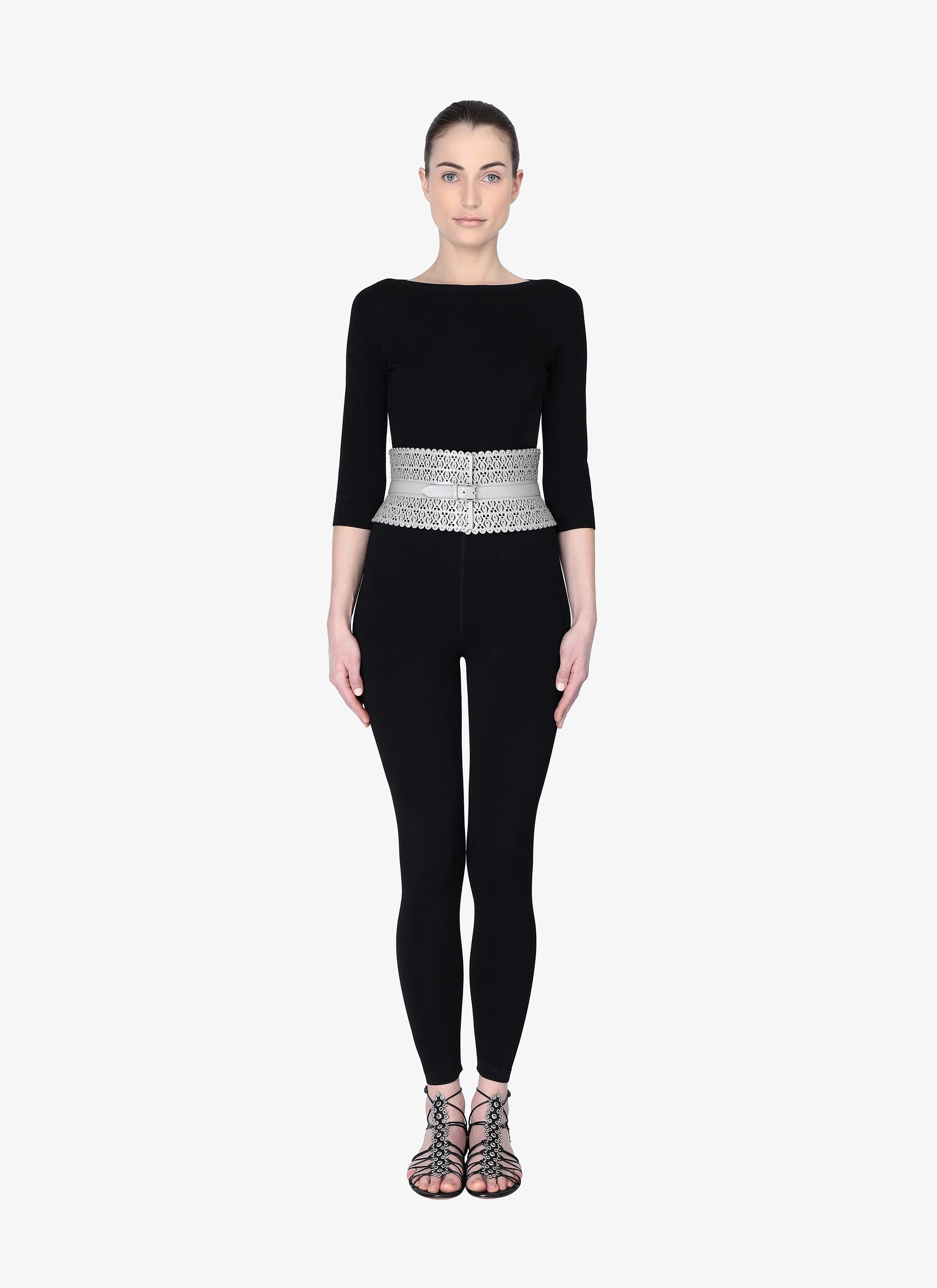 ALAÏA PEARL  CORSET CUIR LUX VERRERIE PEARL