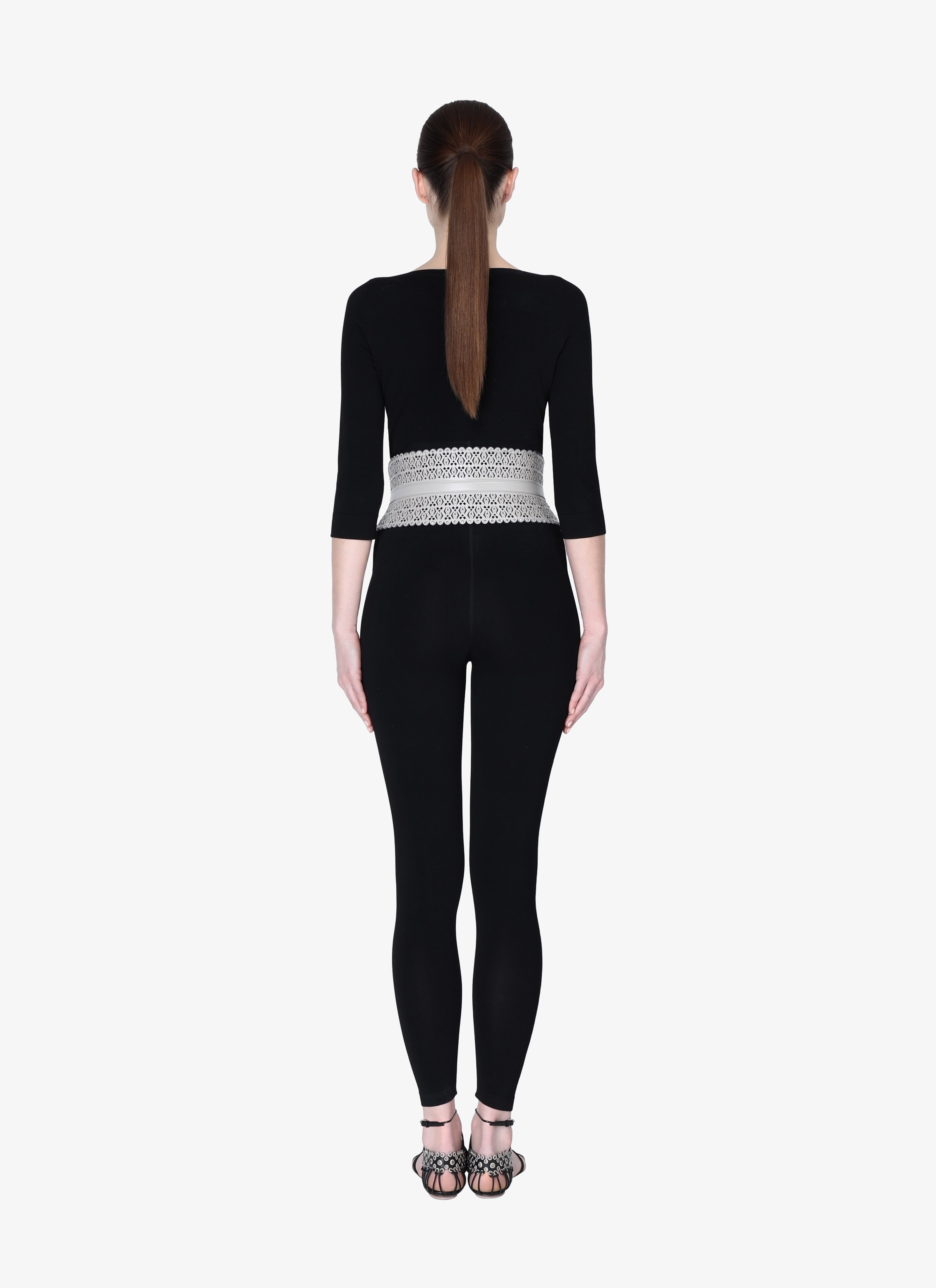 ALAÏA PEARL  CORSET CUIR LUX VERRERIE PEARL