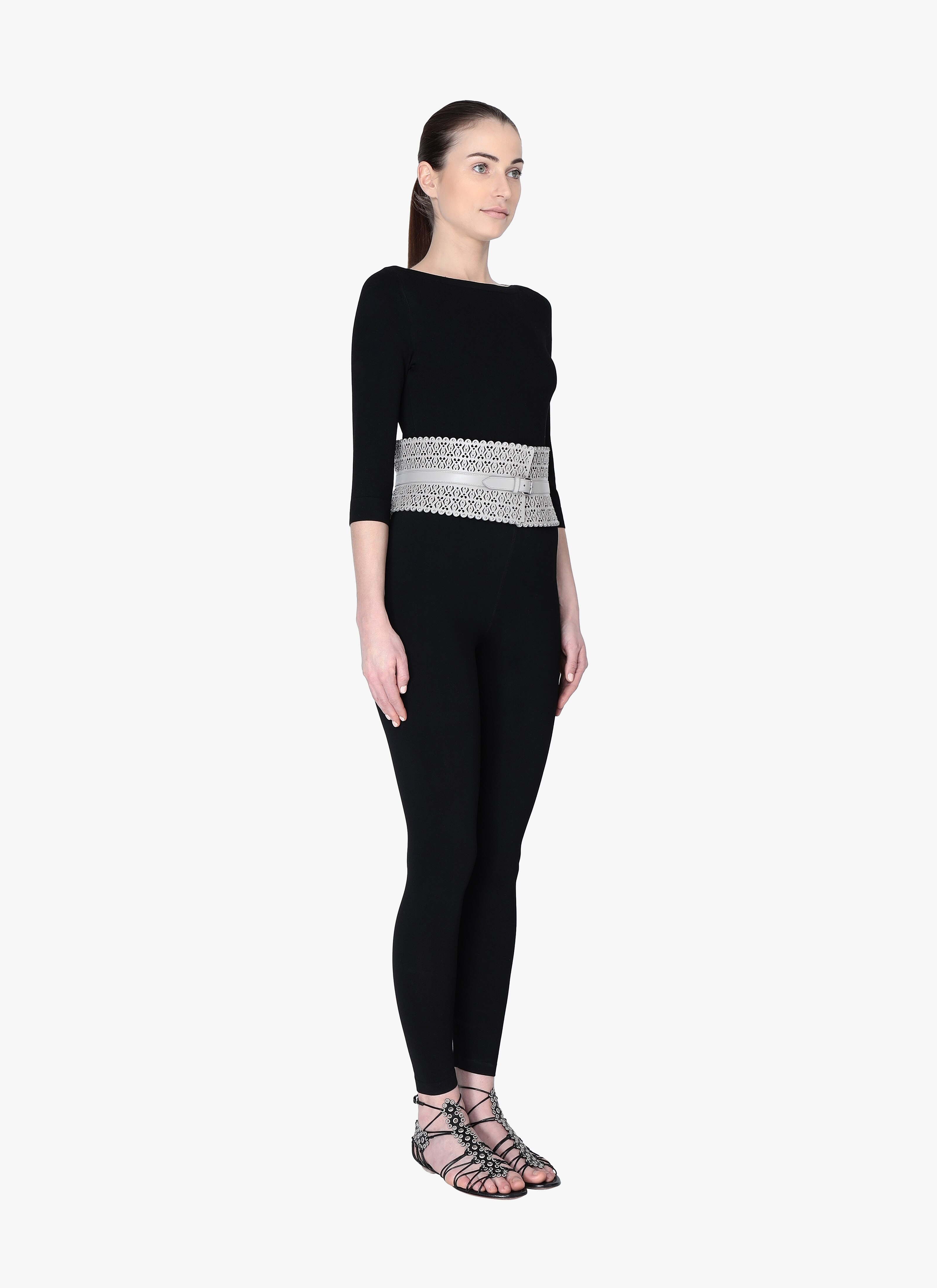 ALAÏA PEARL  CORSET CUIR LUX VERRERIE PEARL