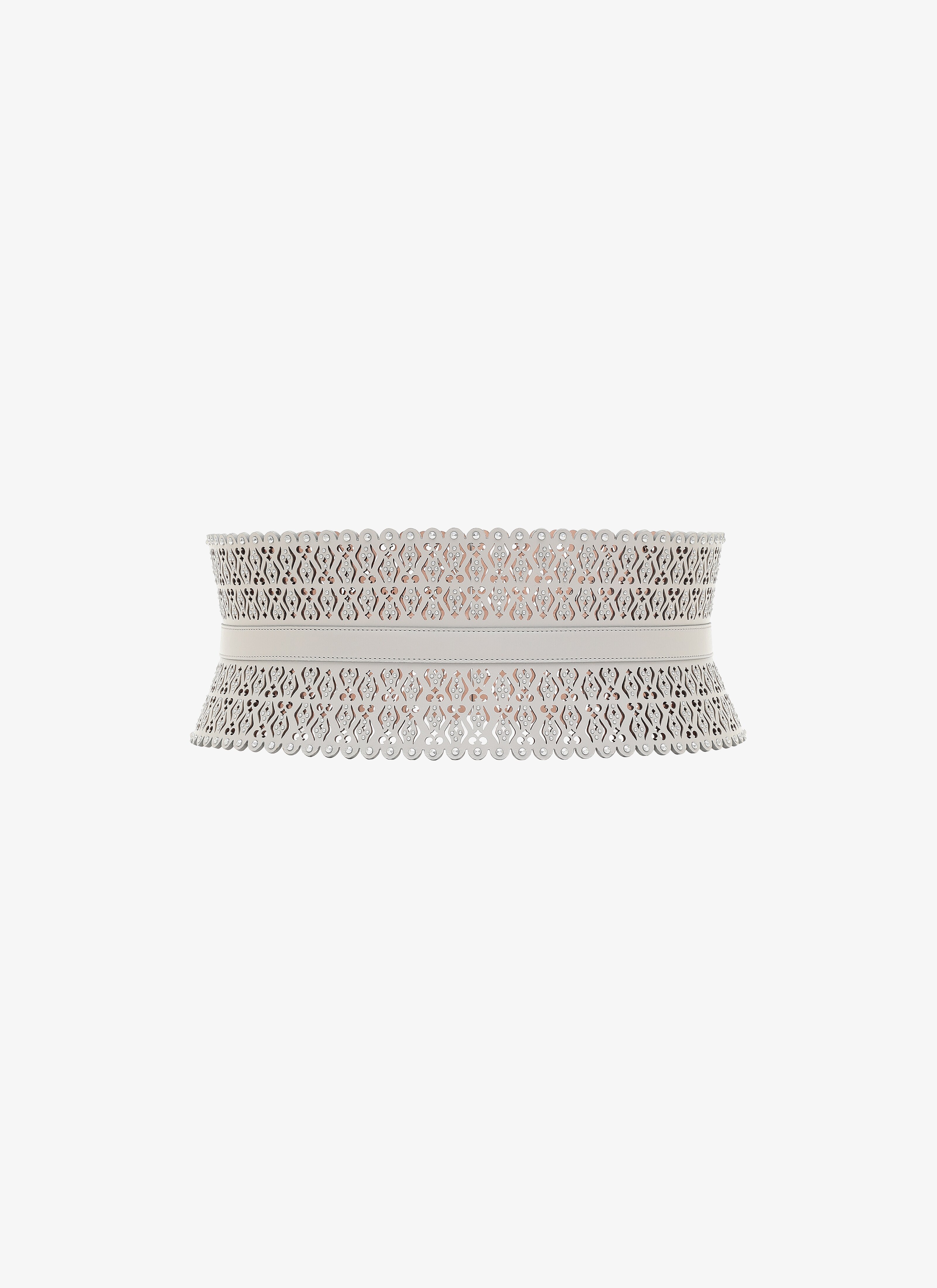 ALAÏA PEARL  CORSET CUIR LUX VERRERIE PEARL