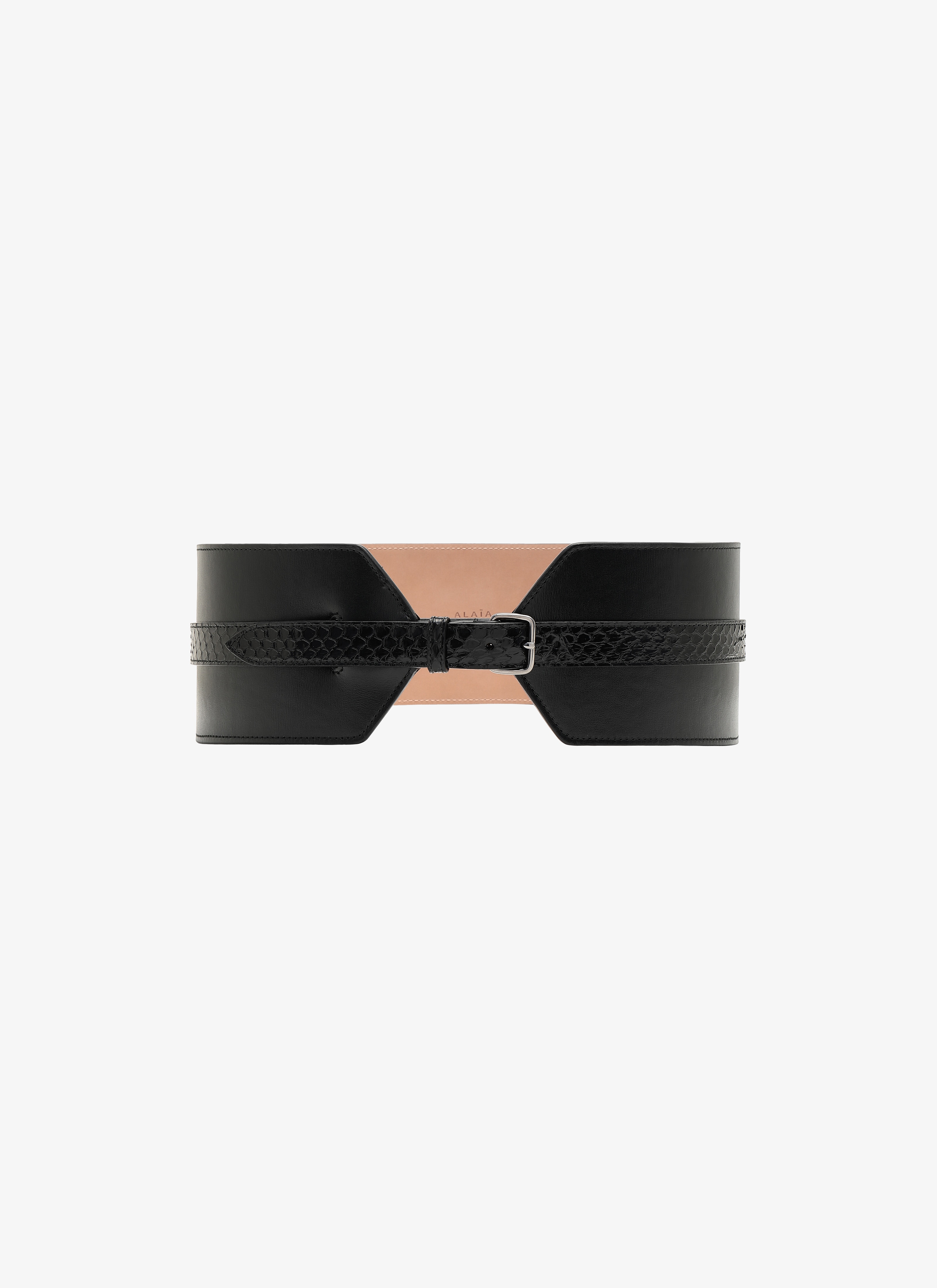 ALAÏA BLACK  CORSET CUIR LUX+ELAPHE BLACK