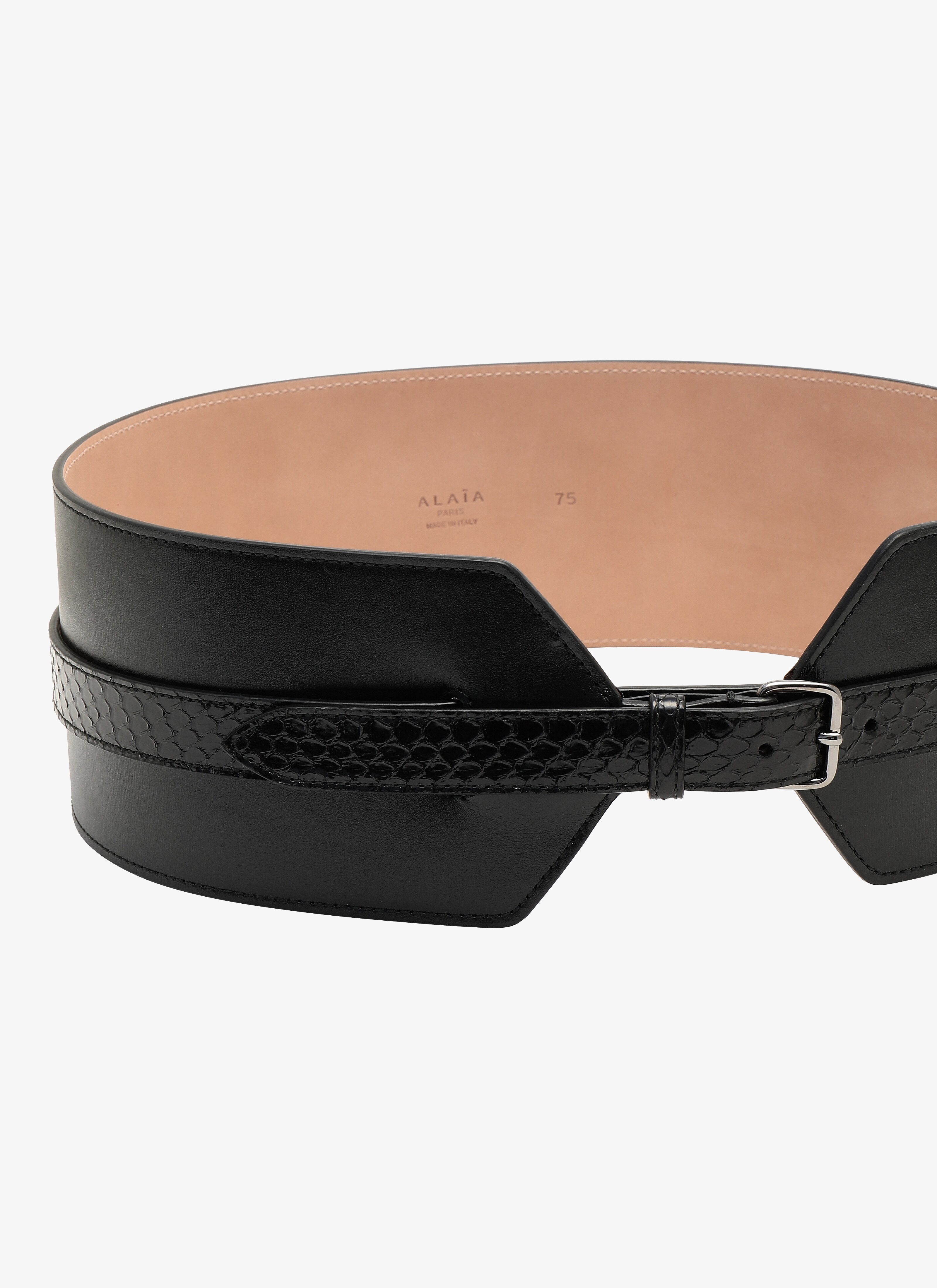 Calfskin And Watersnake Corset Belt Calfskin And Watersnake Corset Belt - maison-alaia.com