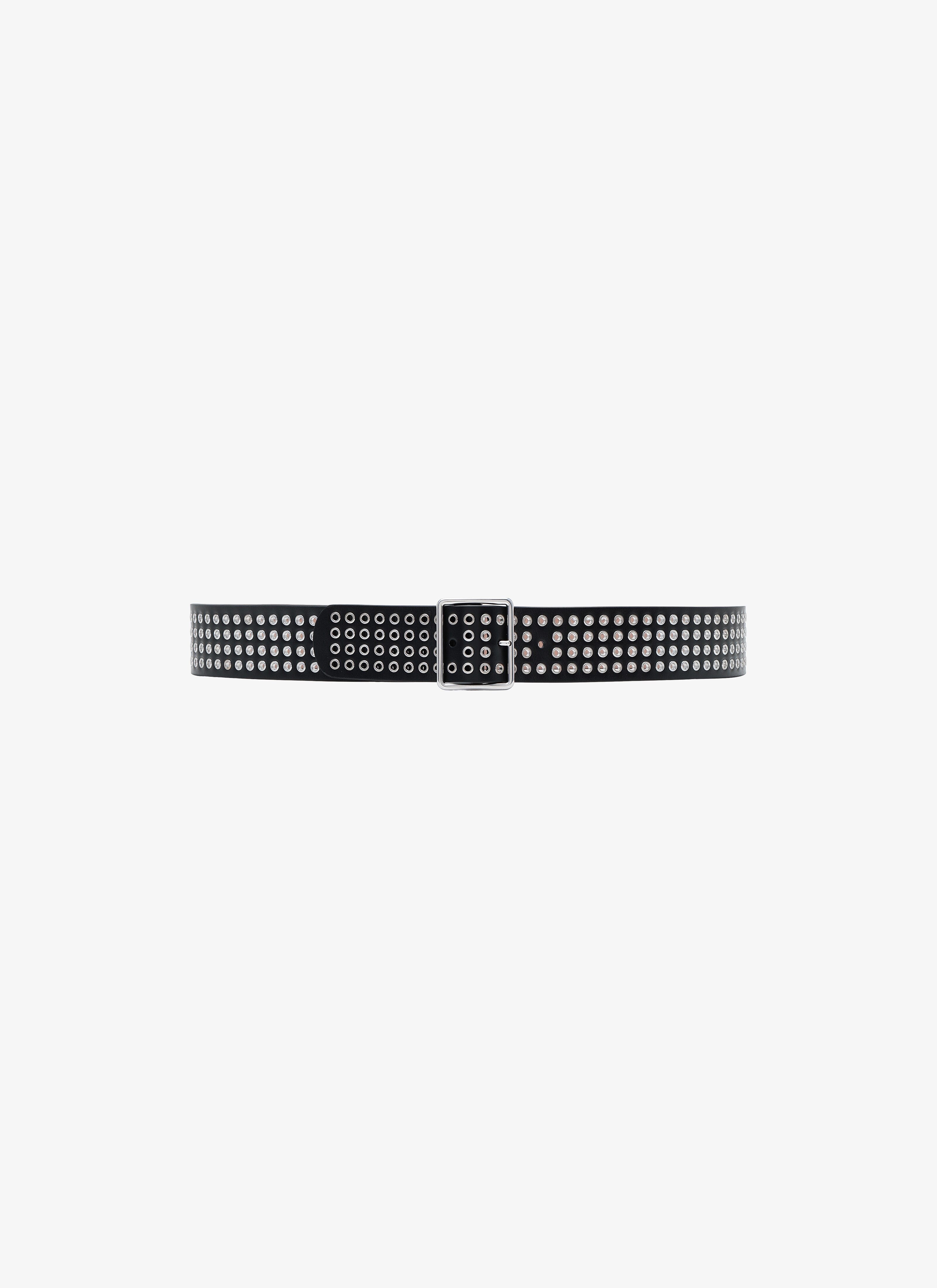ALAÏA BLACK MEDIUM EYELET CALFSKIN BELT
