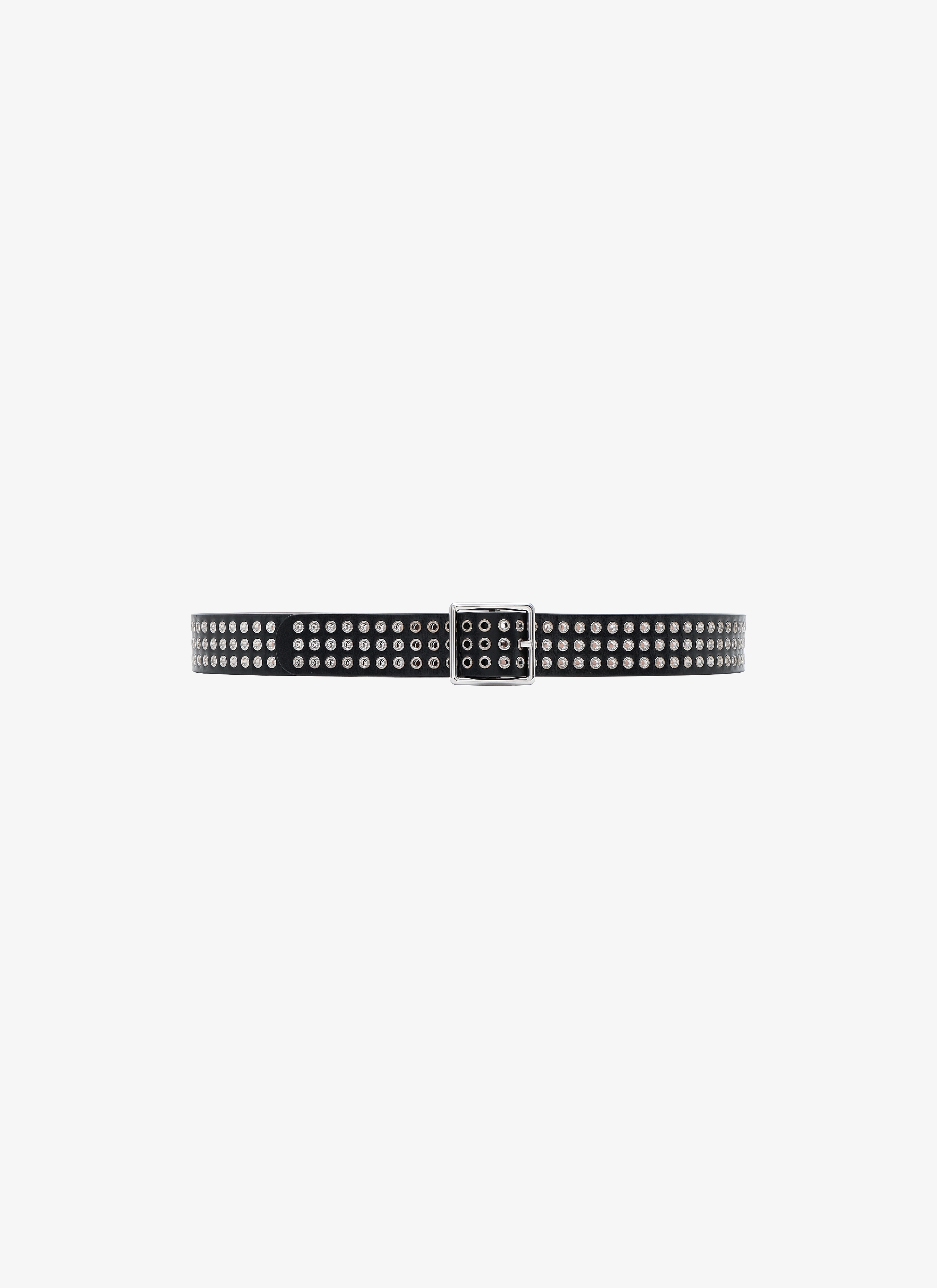 ALAÏA BLACK SLENDER EYELET CALFSKIN BELT