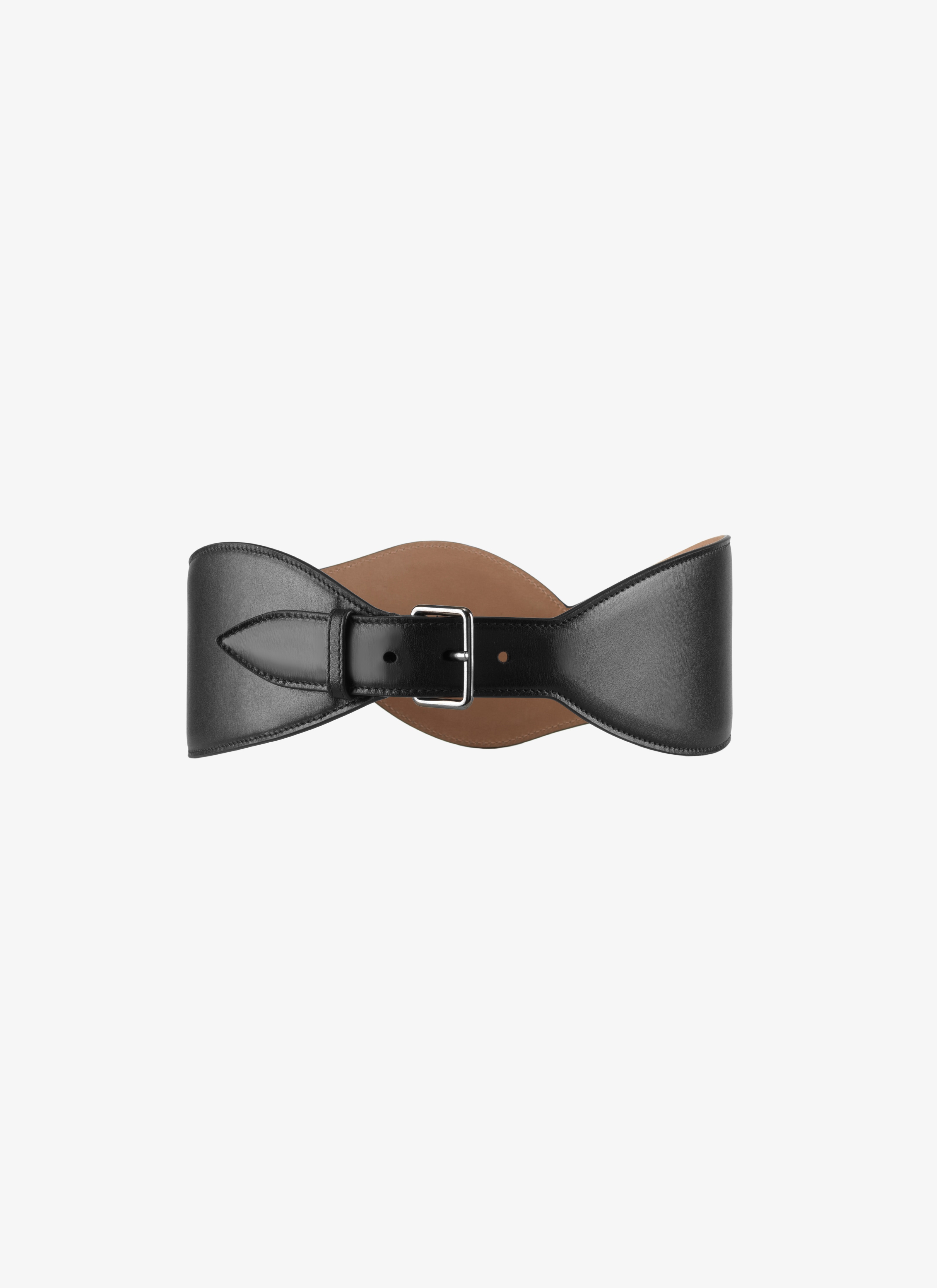 ALAÏA BLACK WAVED CALFSKIN BELT