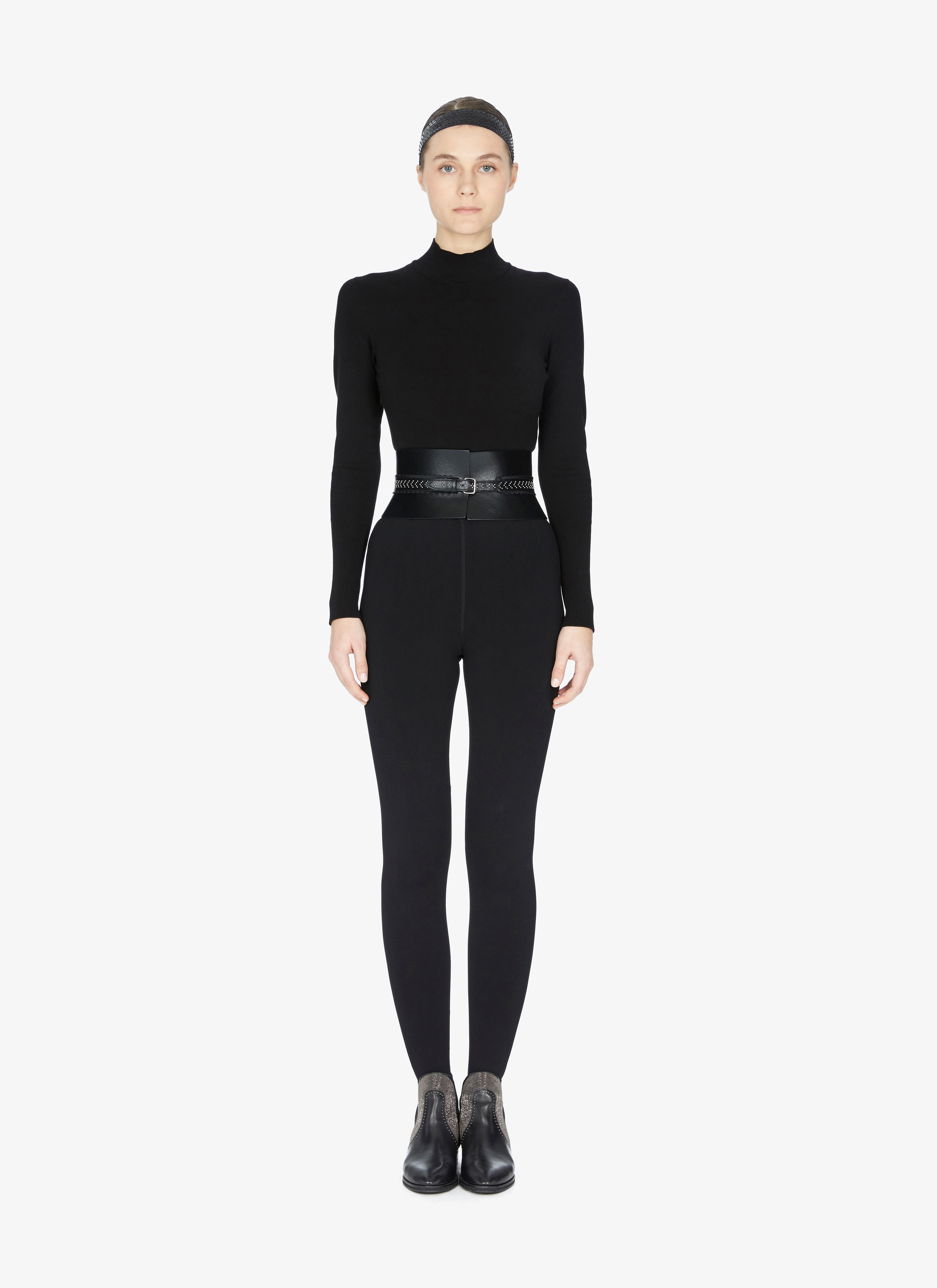 ALAÏA BLACK  CORSET CUIR LUX DETAIL CASCADE BLACK