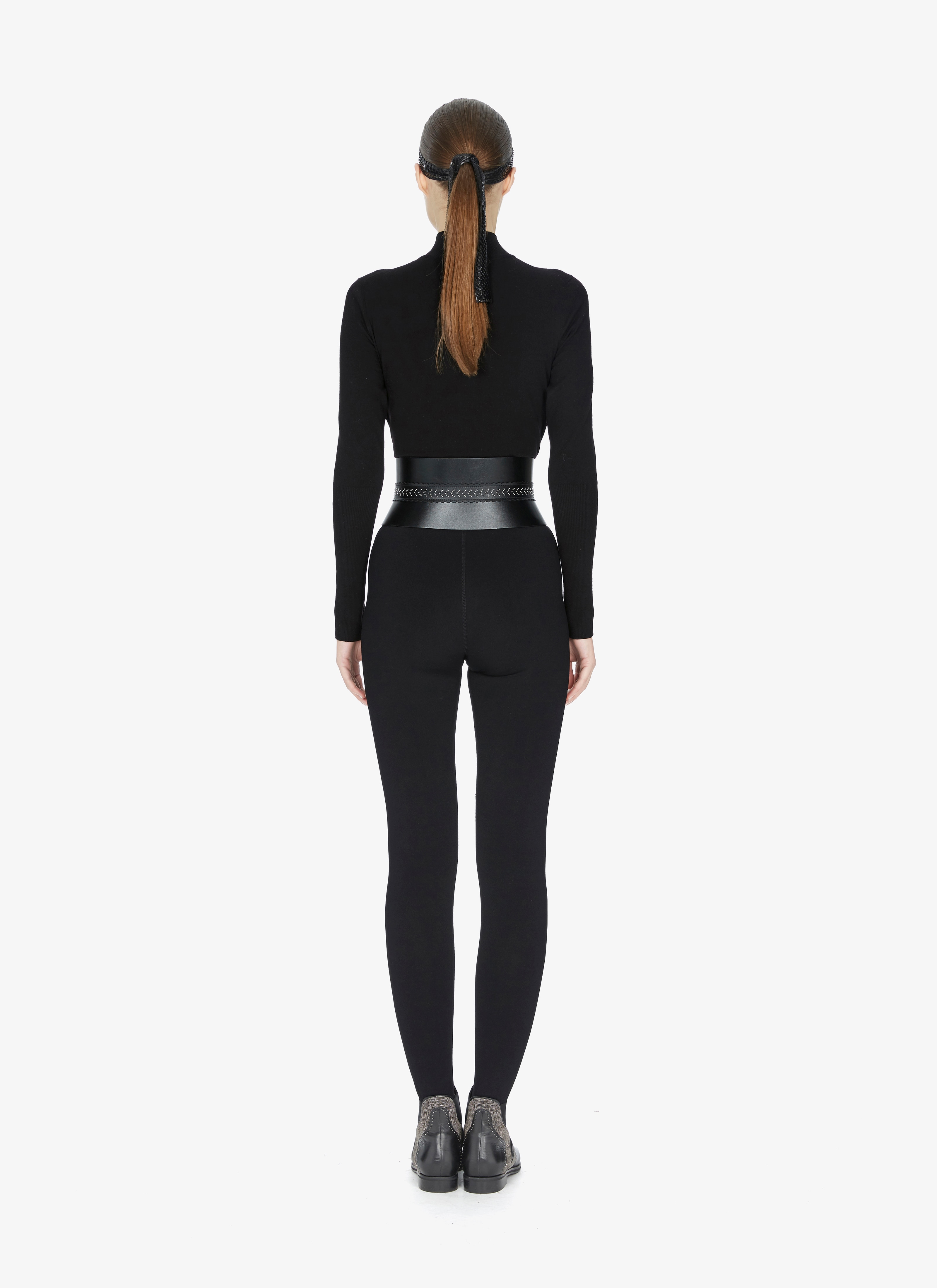 ALAÏA BLACK  CORSET CUIR LUX DETAIL CASCADE BLACK