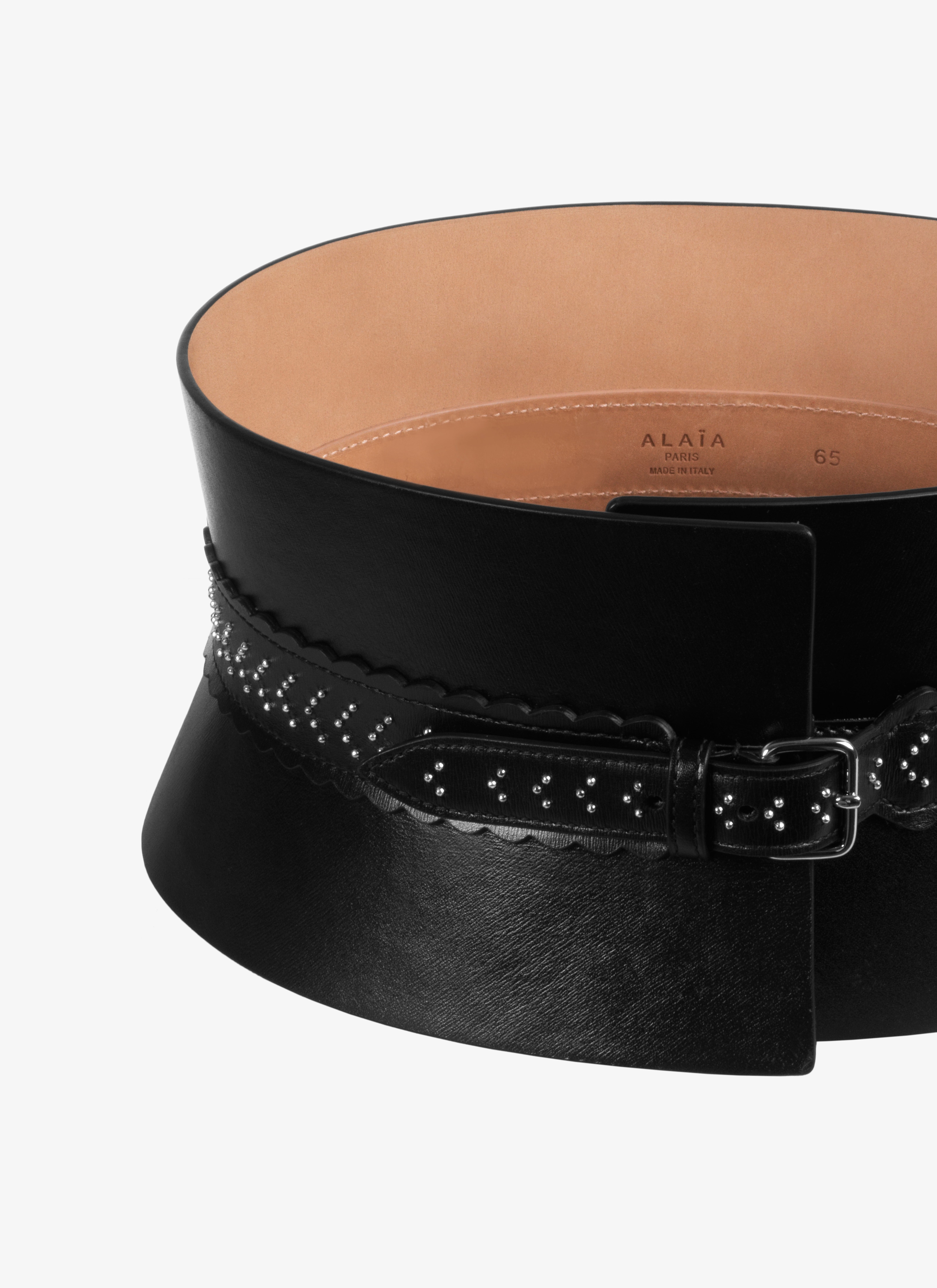 ALAÏA BLACK  CORSET CUIR LUX DETAIL CASCADE BLACK
