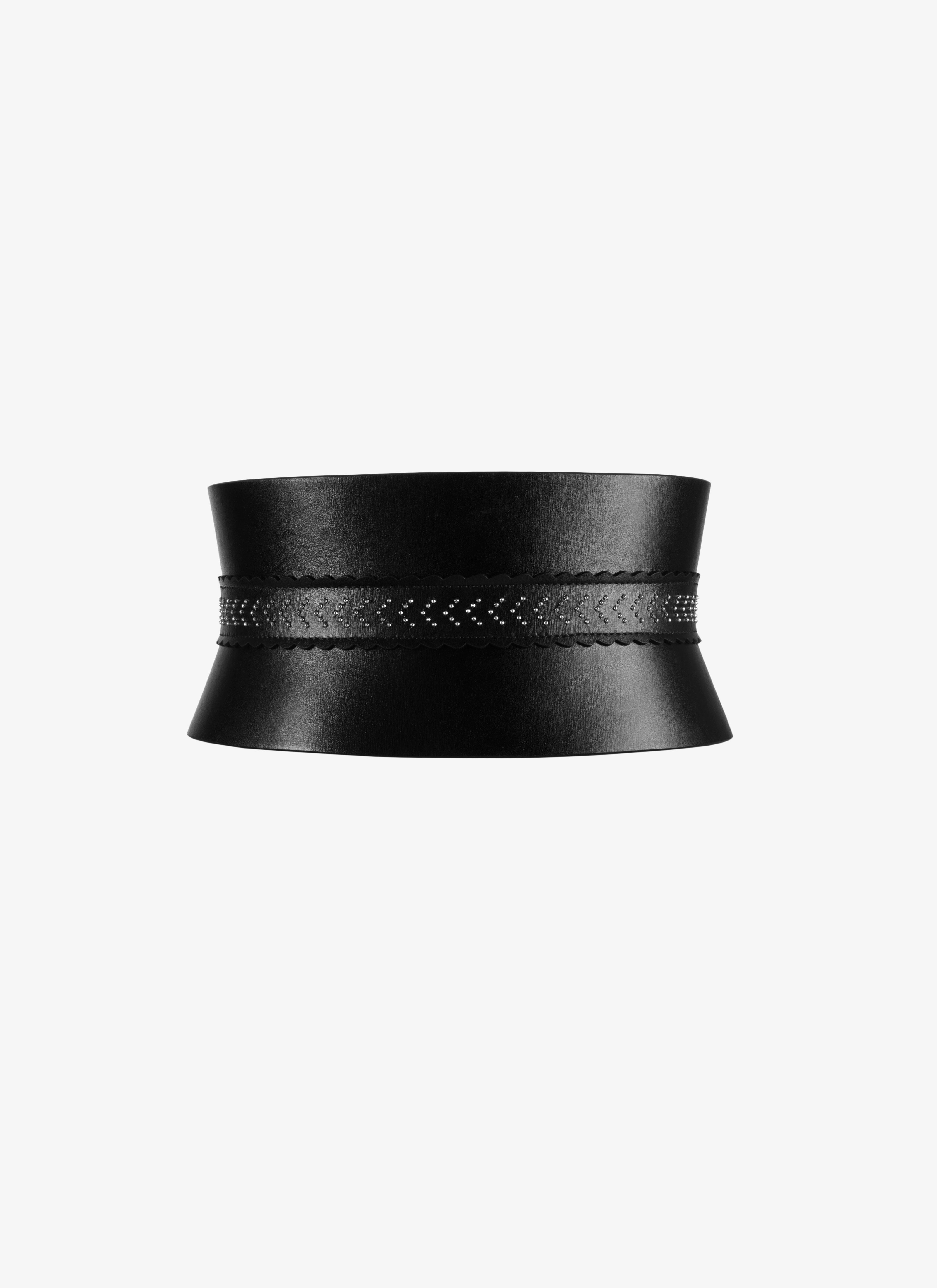 ALAÏA BLACK  CORSET CUIR LUX DETAIL CASCADE BLACK