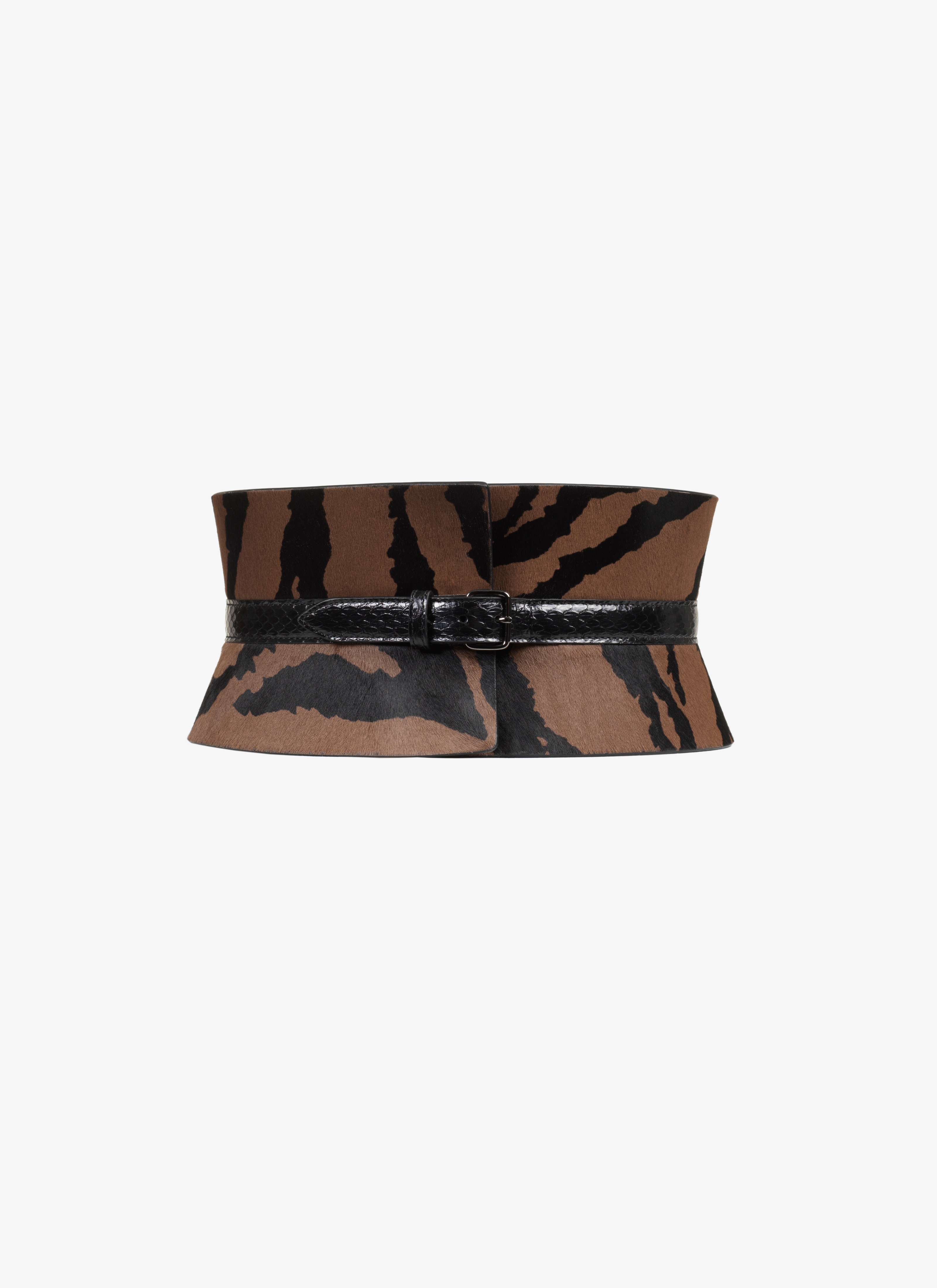 ALAÏA BROWN/BLACK  CORSET IMP. POULAIN ZEBRA+ELAPHE BROWN/BLACK
