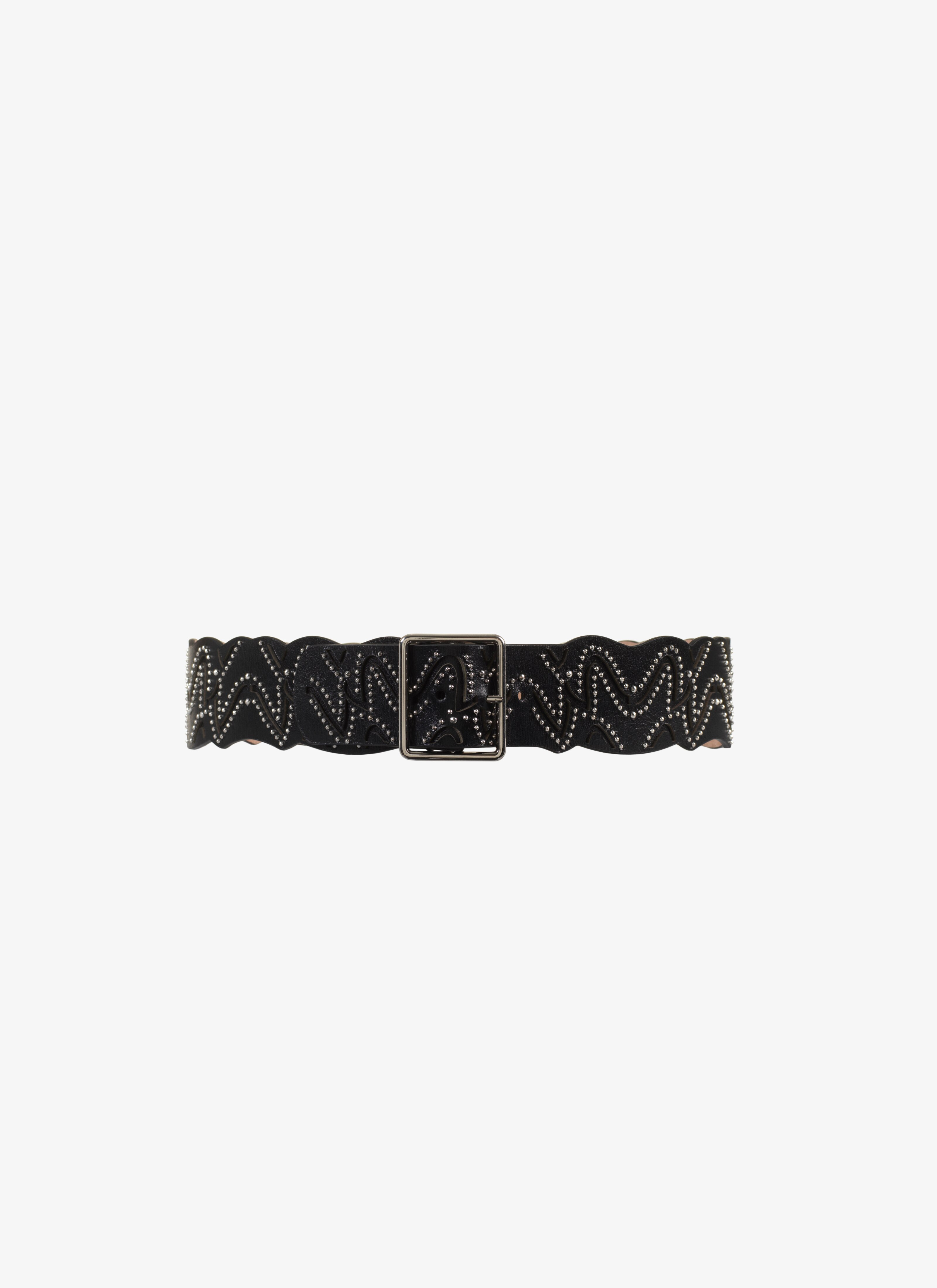 ALAÏA BLACK  BELT CUIR LUX VAGUE+CLOU BLACK