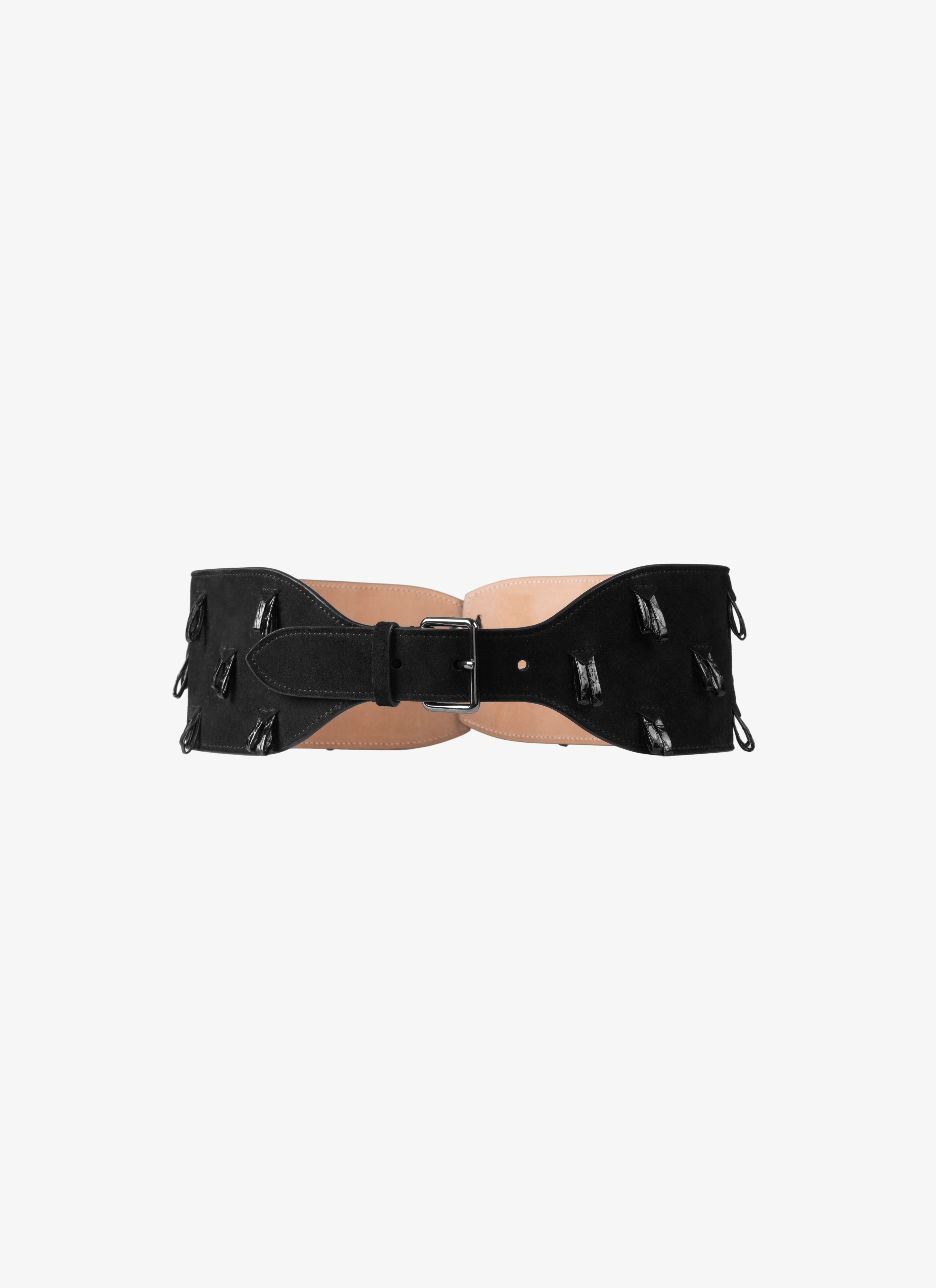 ALAÏA NOIR  CEINTURE POMPON SUEDE+ELAPHE NOIR