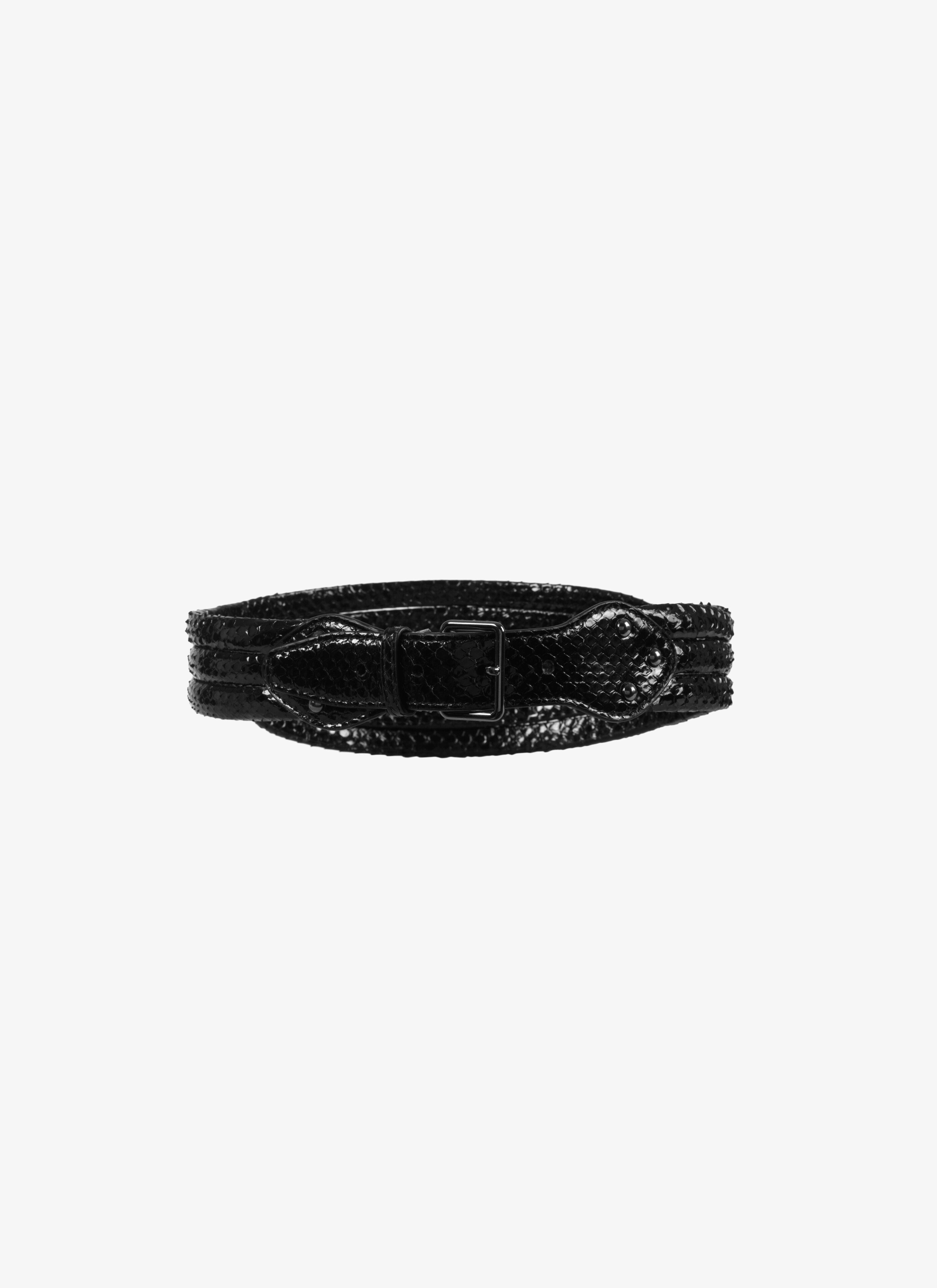 ALAÏA  BELT PYTHON BRILLANT BLACK NERO