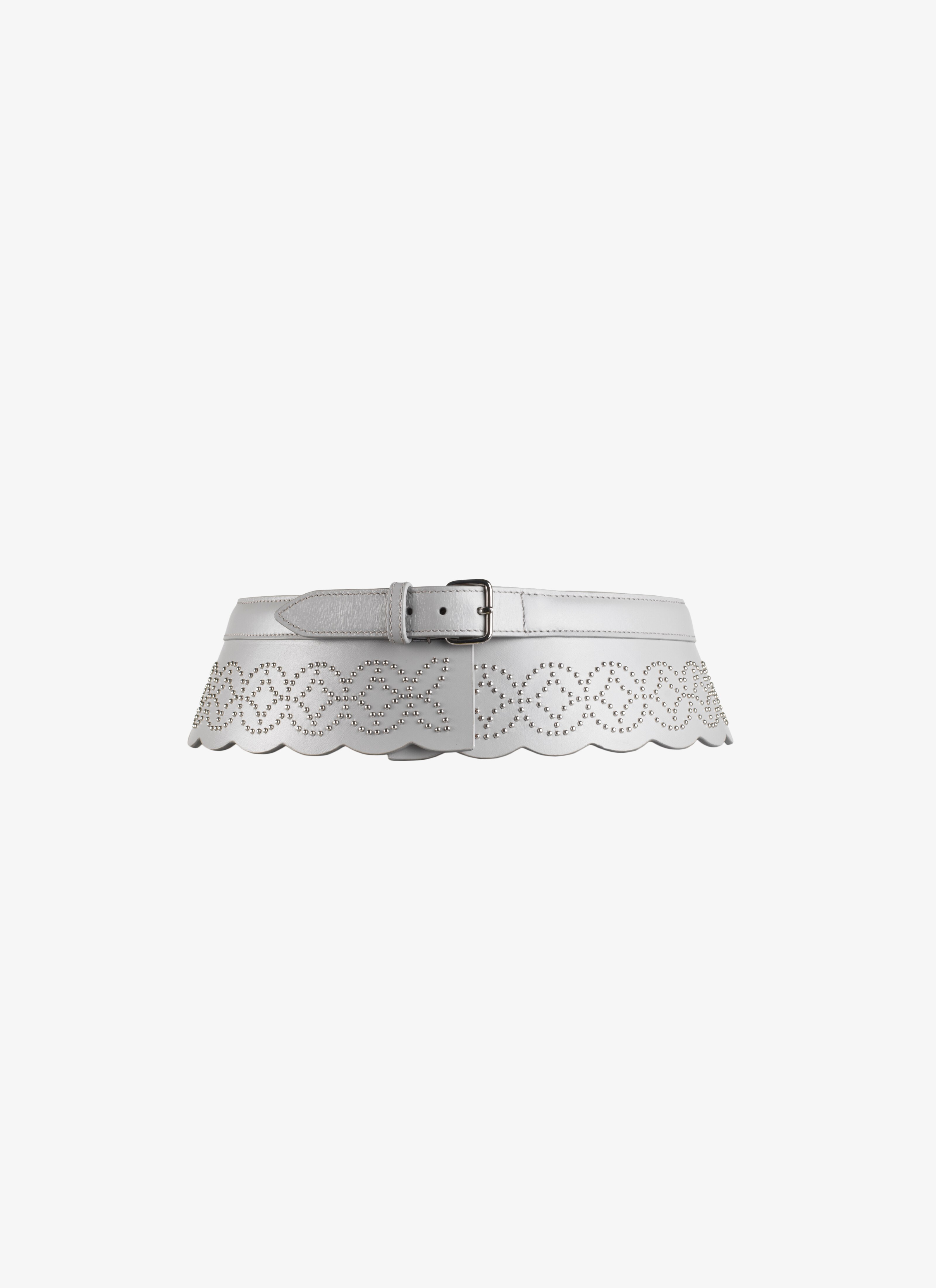 ALAÏA LIGHT GRAY CALFSKIN CORSET BELT