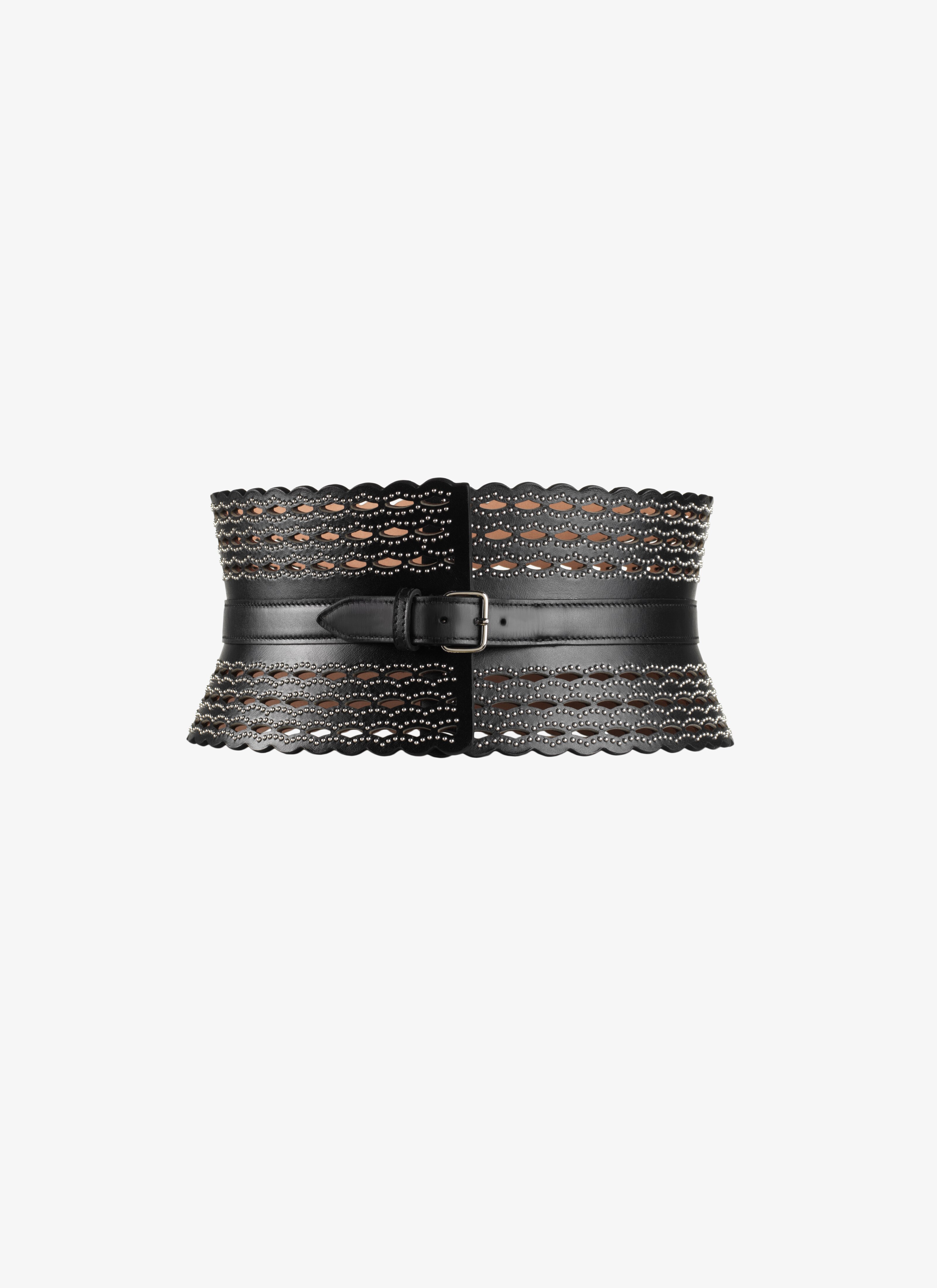 ALAÏA SCHWARZ CORSET BELT C.L LASER DEMI LUNE3+CLOU BLACK