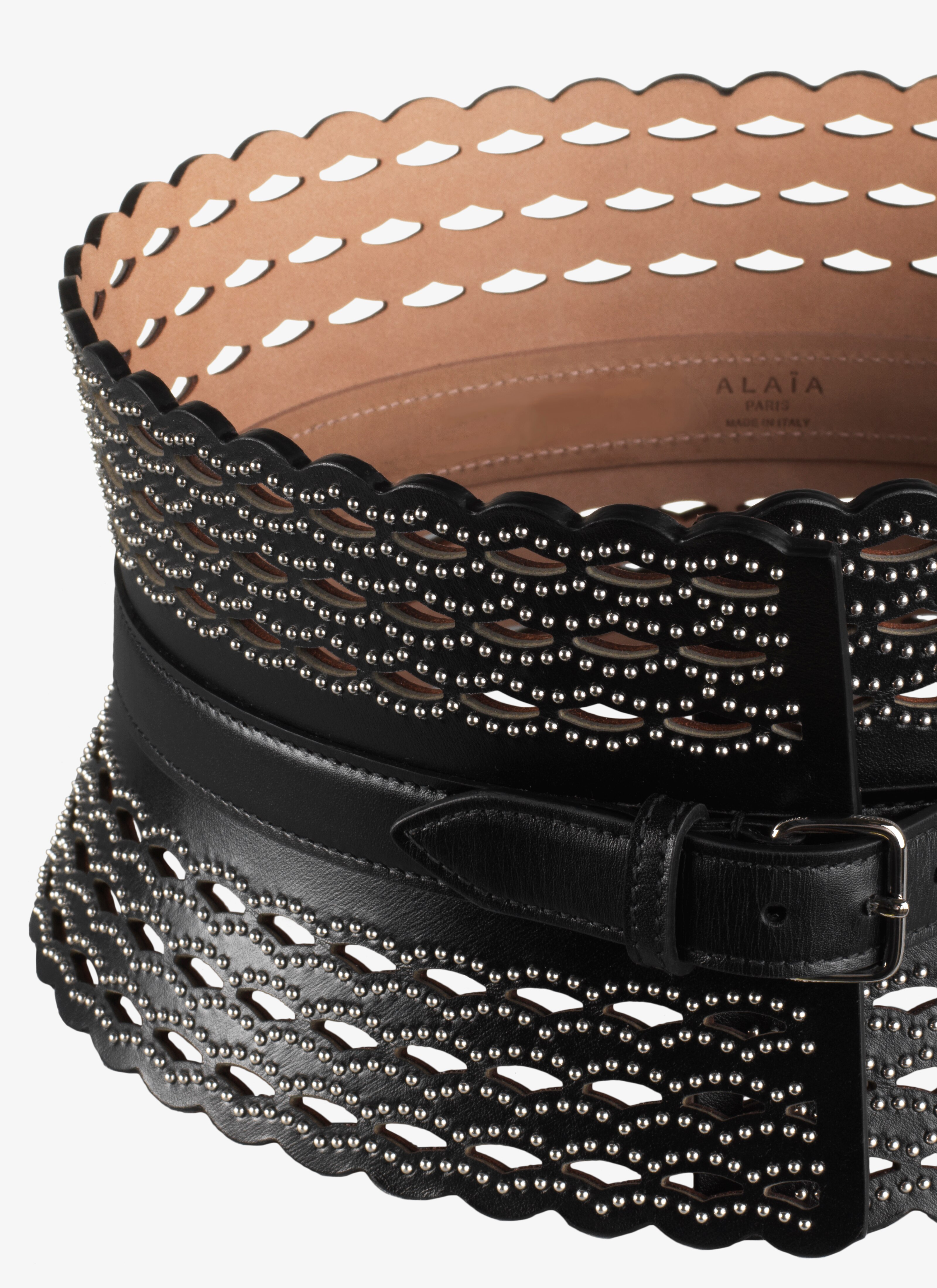 ALAÏA Corset Belt C.L Laser Demi Lune3+Clou Black ALAÏA US