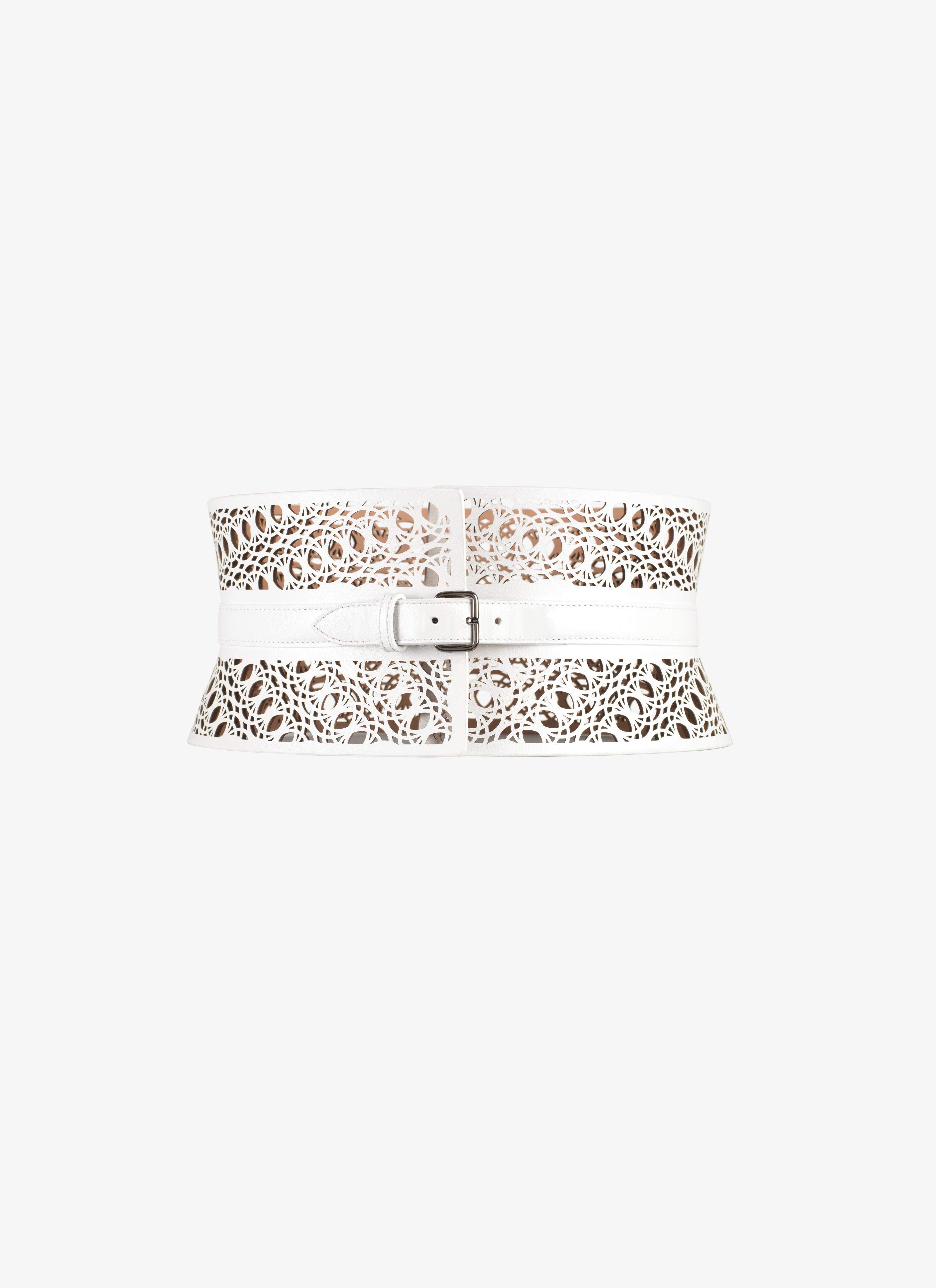 ALAÏA 화이트 가죽 코르셋 벨트