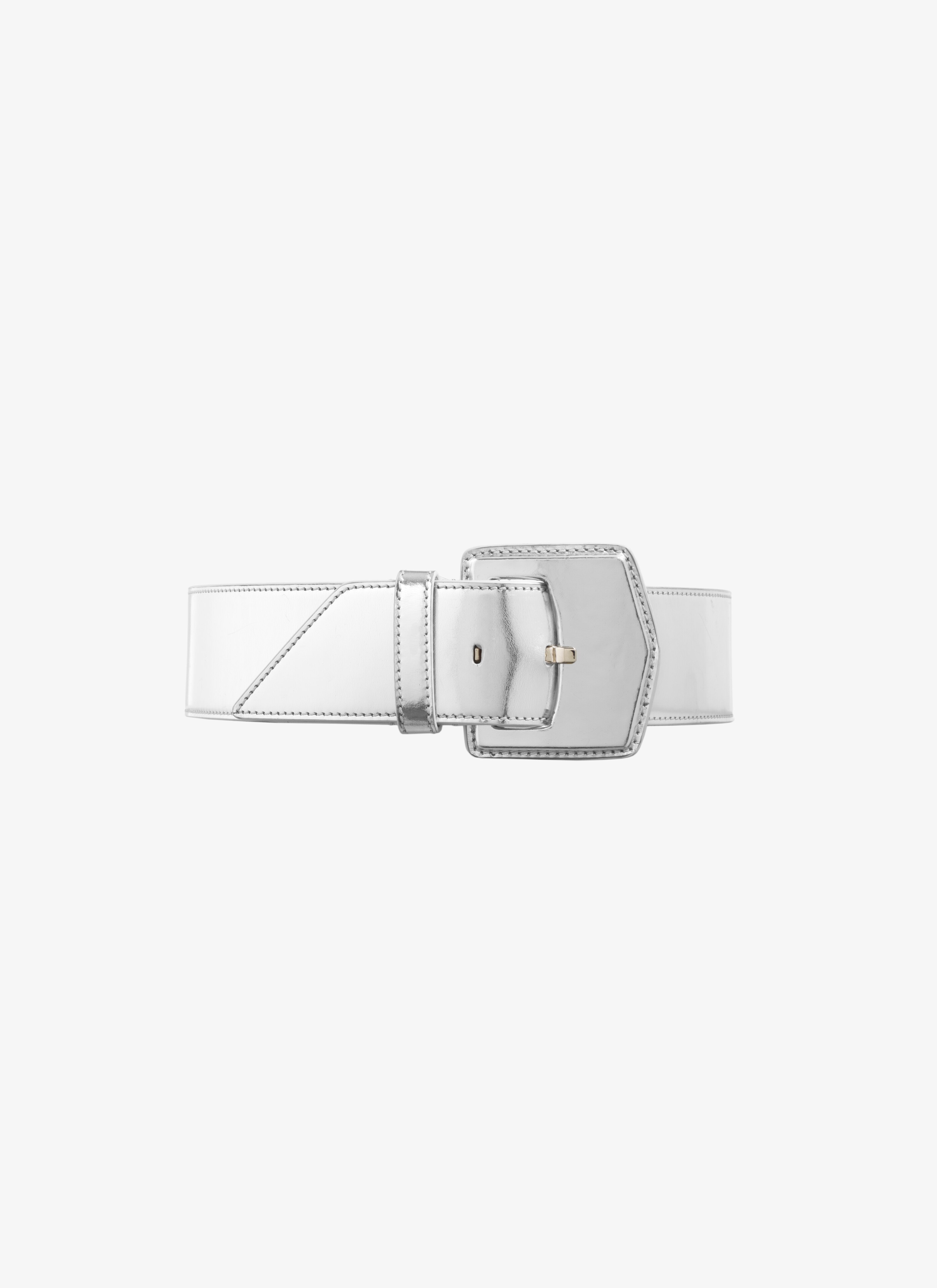 ALAÏA SILVER WIDE LEATHER BELT