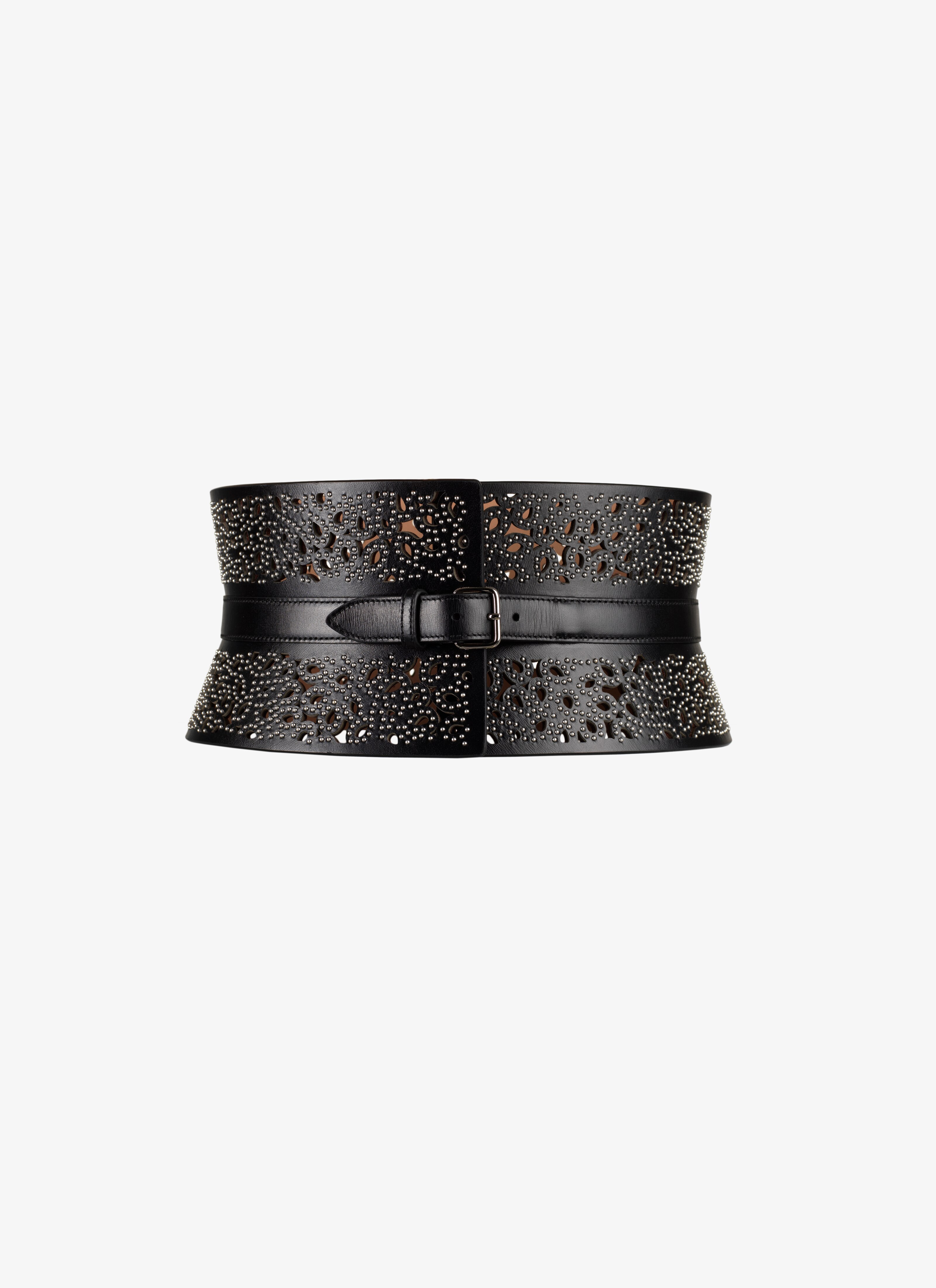 ALAÏA BLACK LEATHER CORSET BELT
