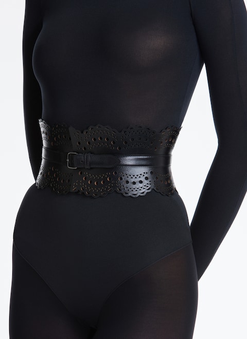 비엔 웨이브 럭스 송아지 가죽 뷔스티에 벨트 - maison-alaia.com