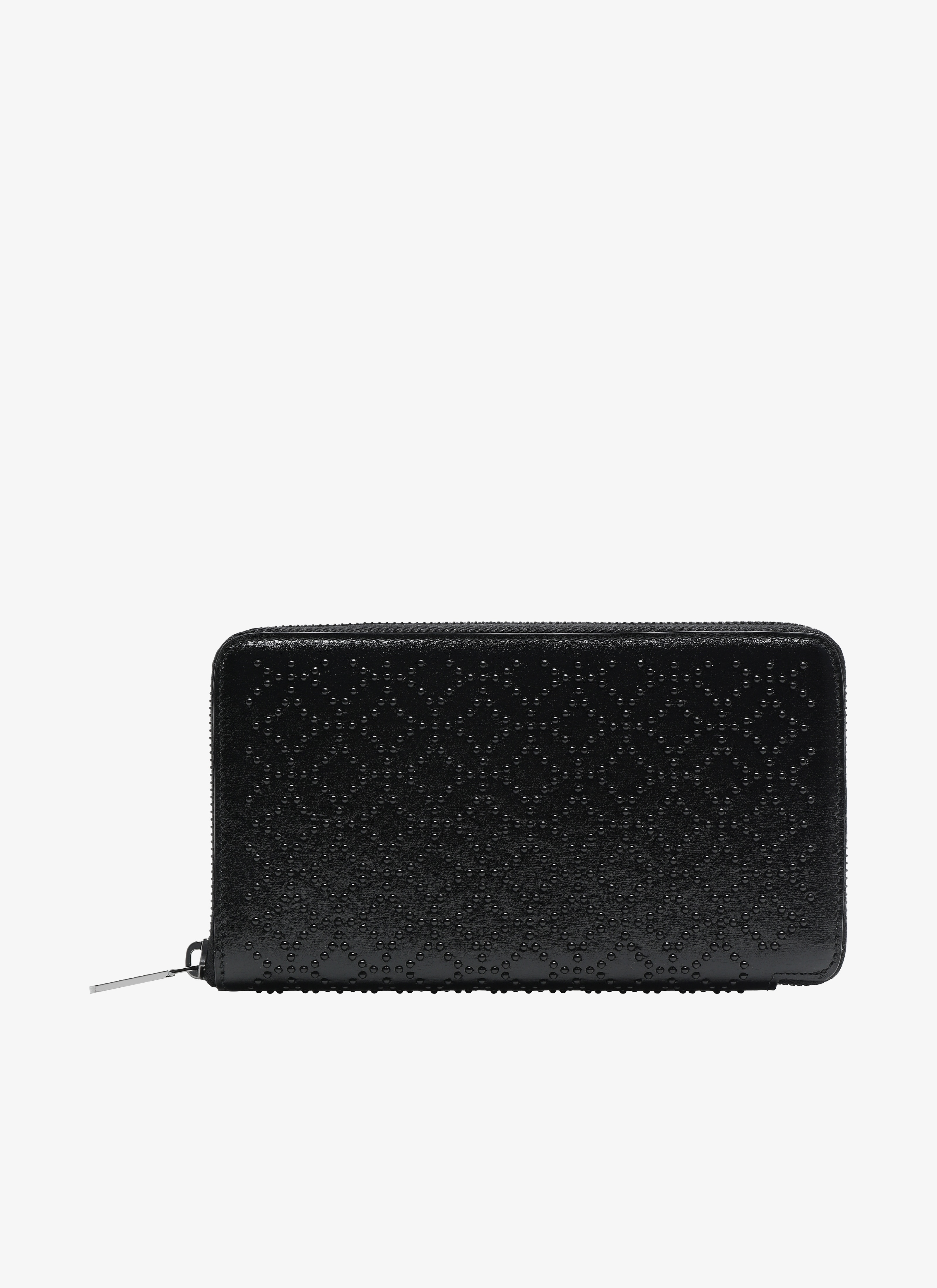 ALAÏA BLACK ZIPPED STUDDED LEATHER WALLET