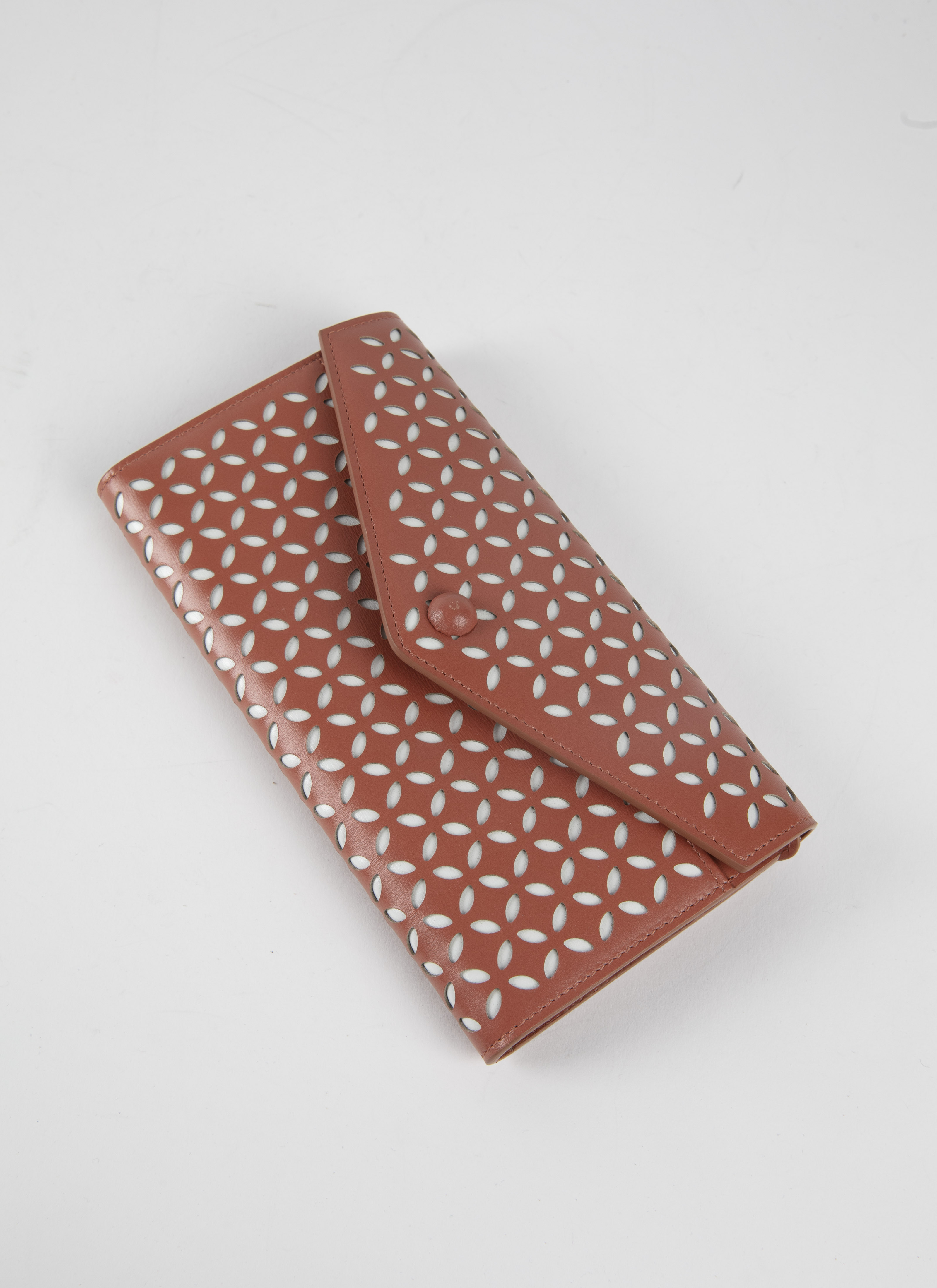 ALAÏA CARAMEL/WHITE WALLET