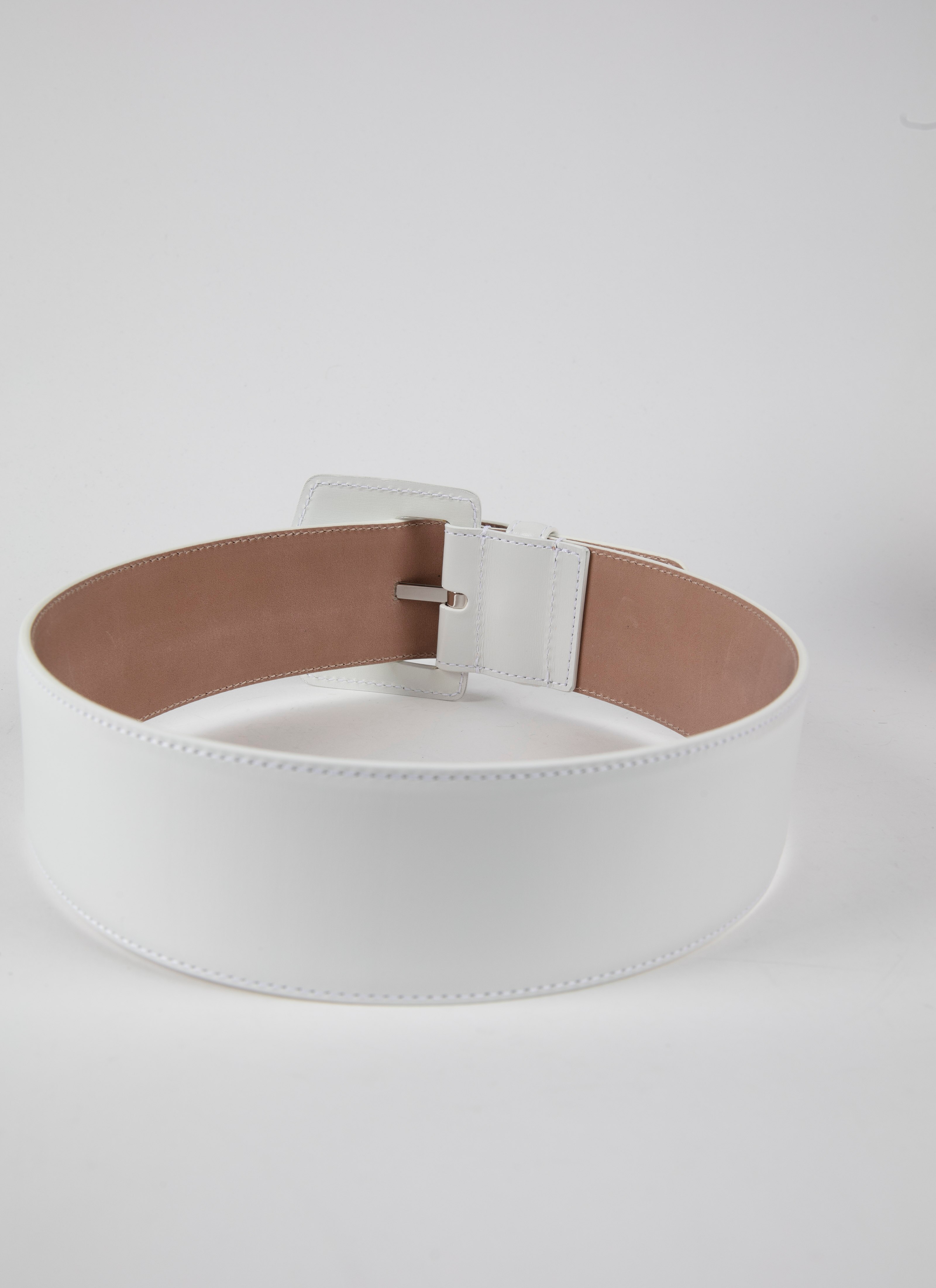 ALAÏA OPTIC WHITE LEATHER BELT 