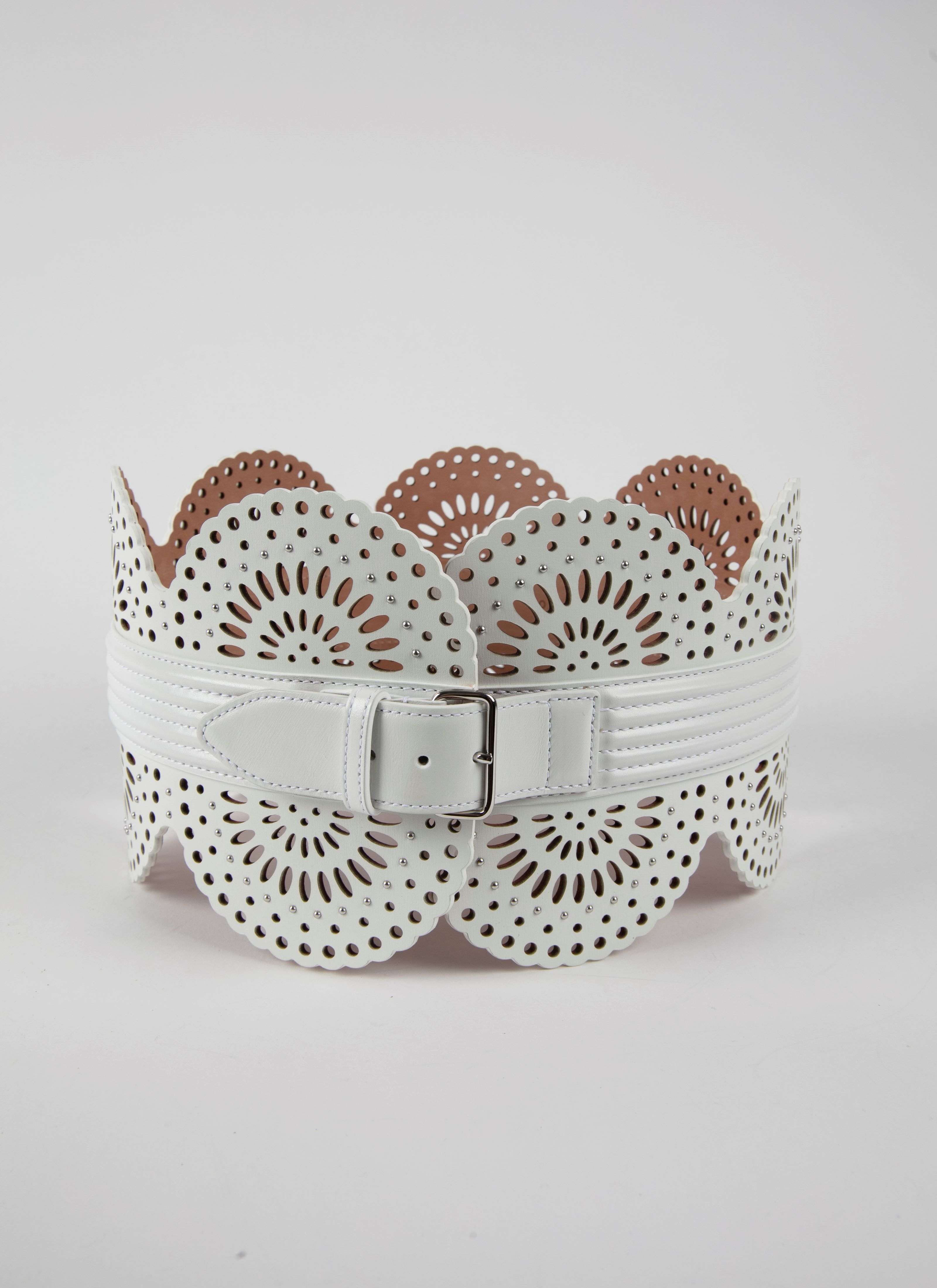 ALAÏA OPTIC WHITE BELTS