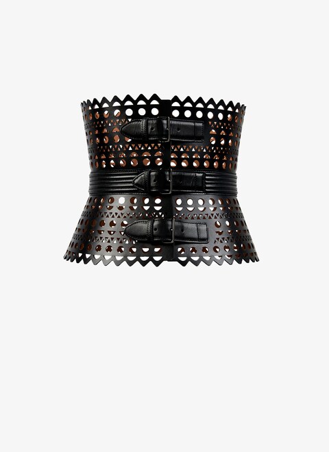 비엔 웨이브 럭스 송아지 가죽 코르셋 벨트 - maison-alaia.com