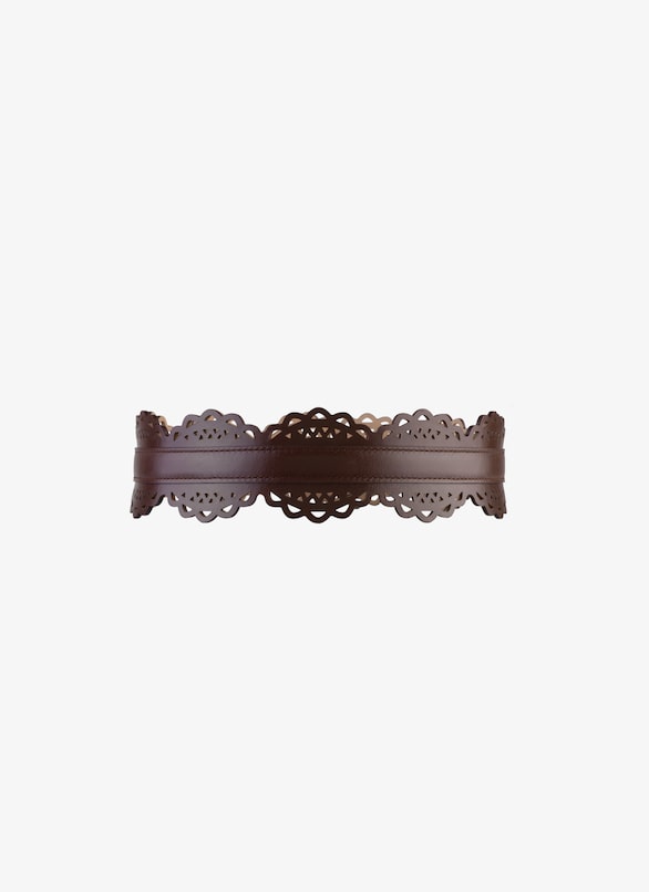 BUSTIER BELT IN VIENNE WAVE LUX CALFSKIN ALAÏA BROWN BUSTIER BELT IN VIENNE WAVE LUX CALFSKIN